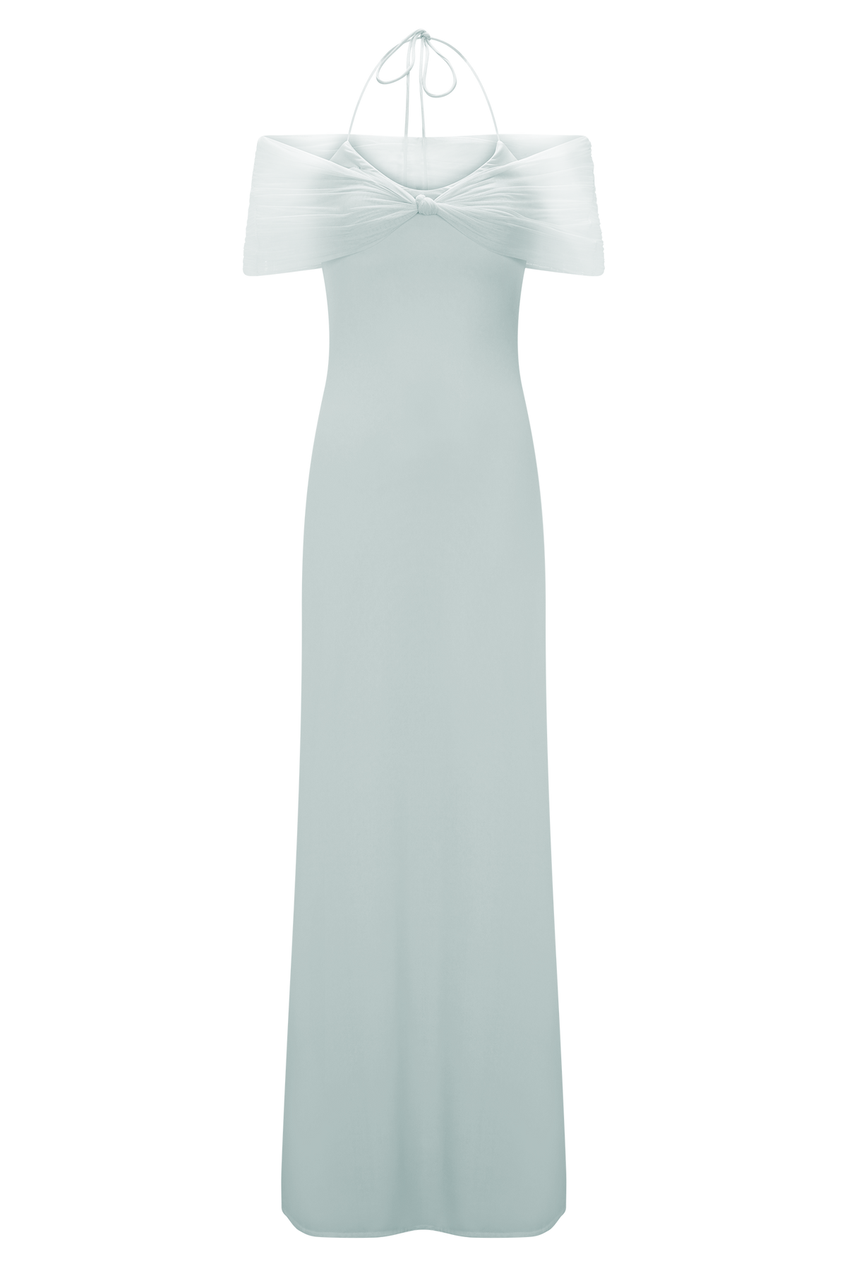Bernadina Mesh Ve Slinky Halter Maxi Elbise - Soluk Mavi
