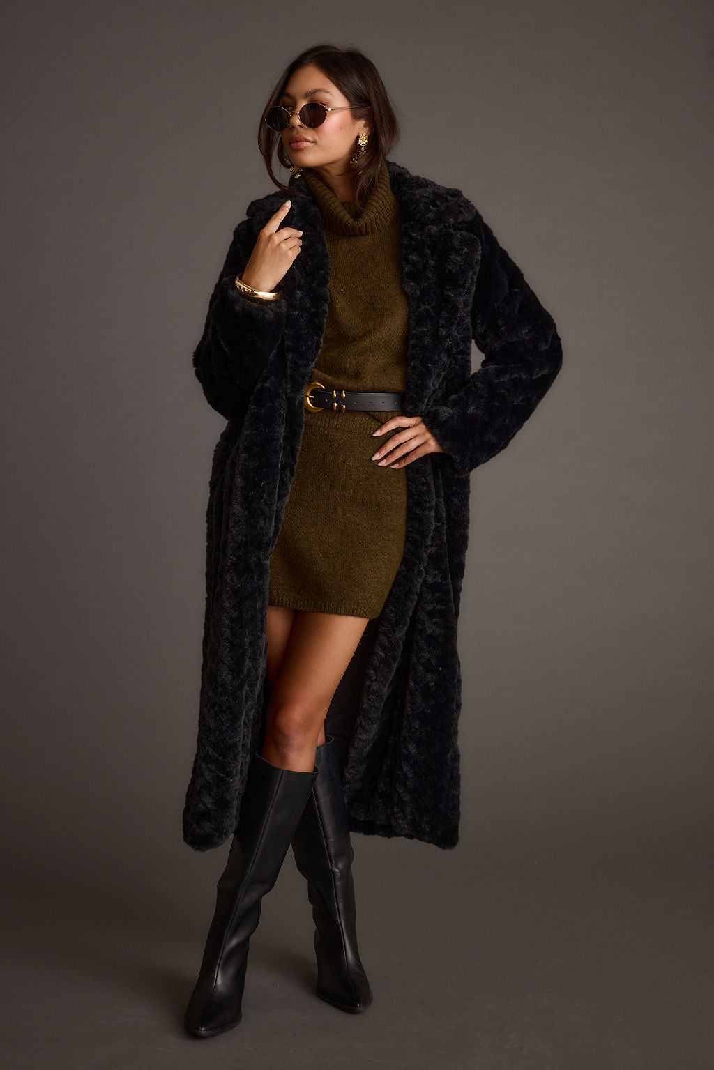 Sasha Siyah Uzun Palto