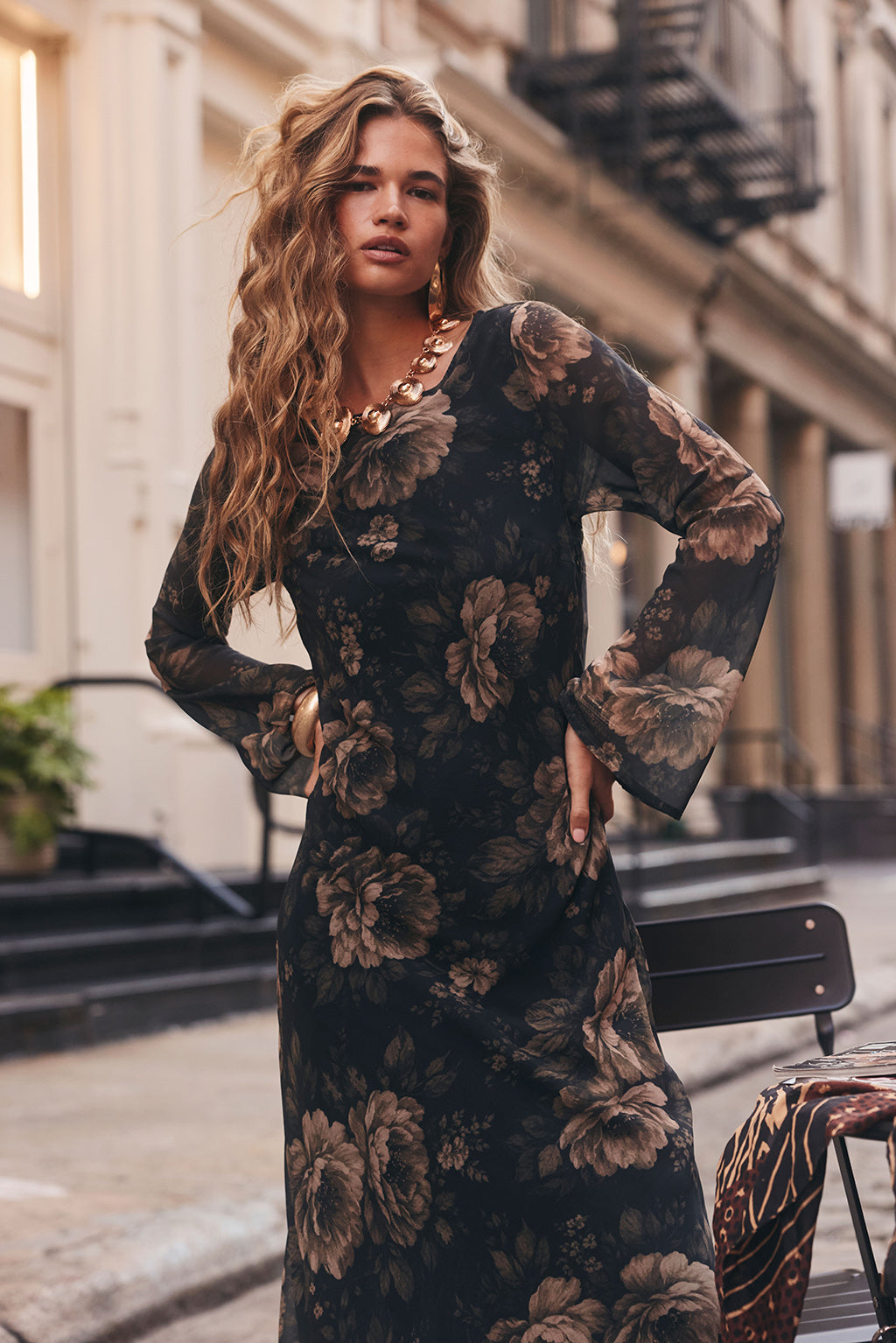 Vivienne Çiçekli Şifon Maxi Elbise