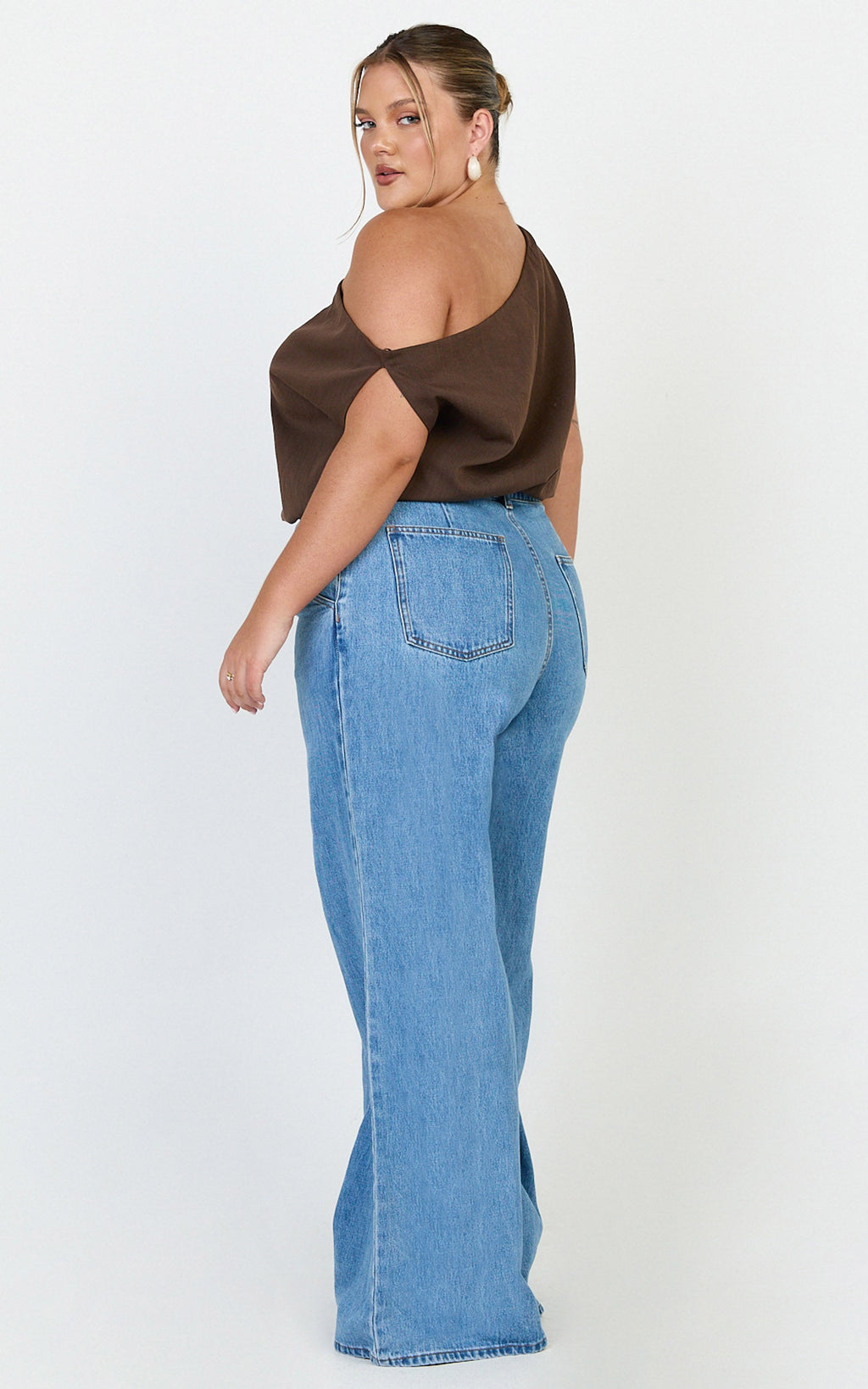Therese Jean - Açık Orta Mavi Yüksek Bel Bol Paça İspanyol Kesim Geri Dönüştürülmüş Denim Jean