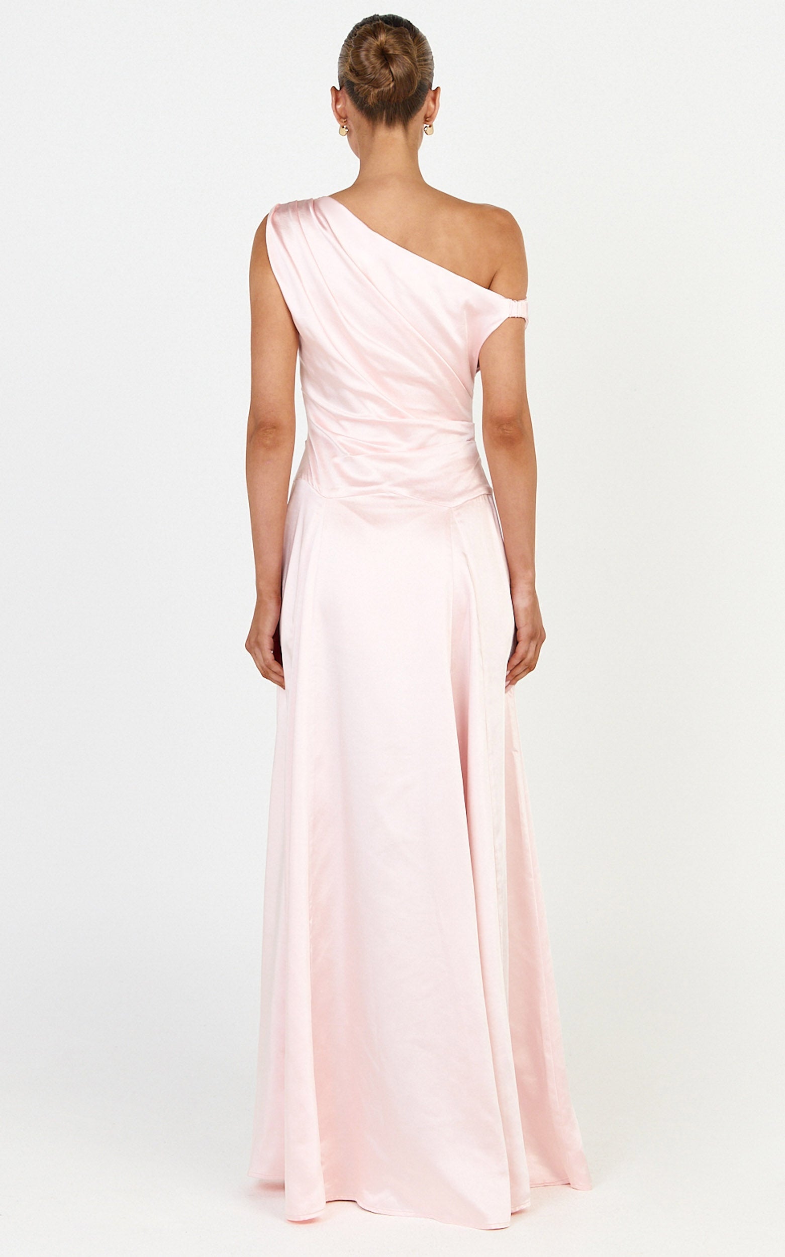 Helena Maxi Elbise - Açık Pembe Omuzları Açık Godet Elbise