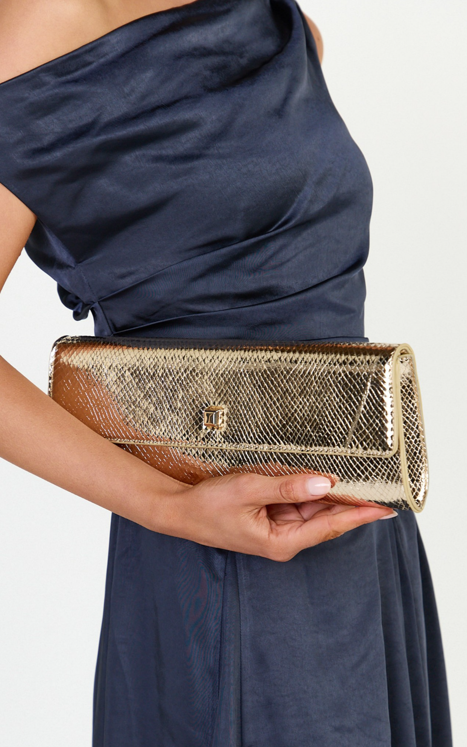 Maddison Clutch Çanta - Altın Dokulu