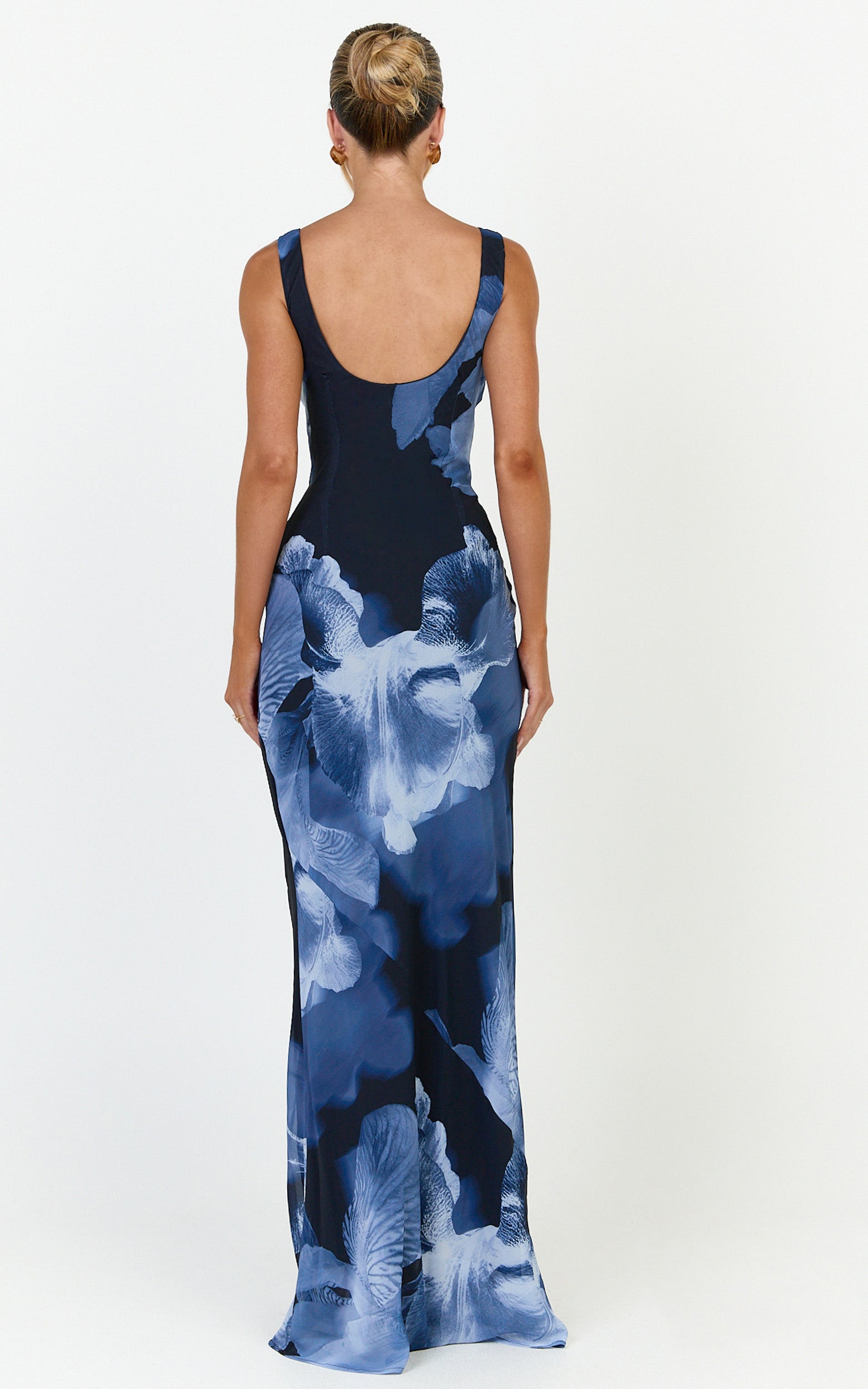 Summer Maxi Elbise - Twilight Orchid Desenli Degaje Yaka Slip Elbise