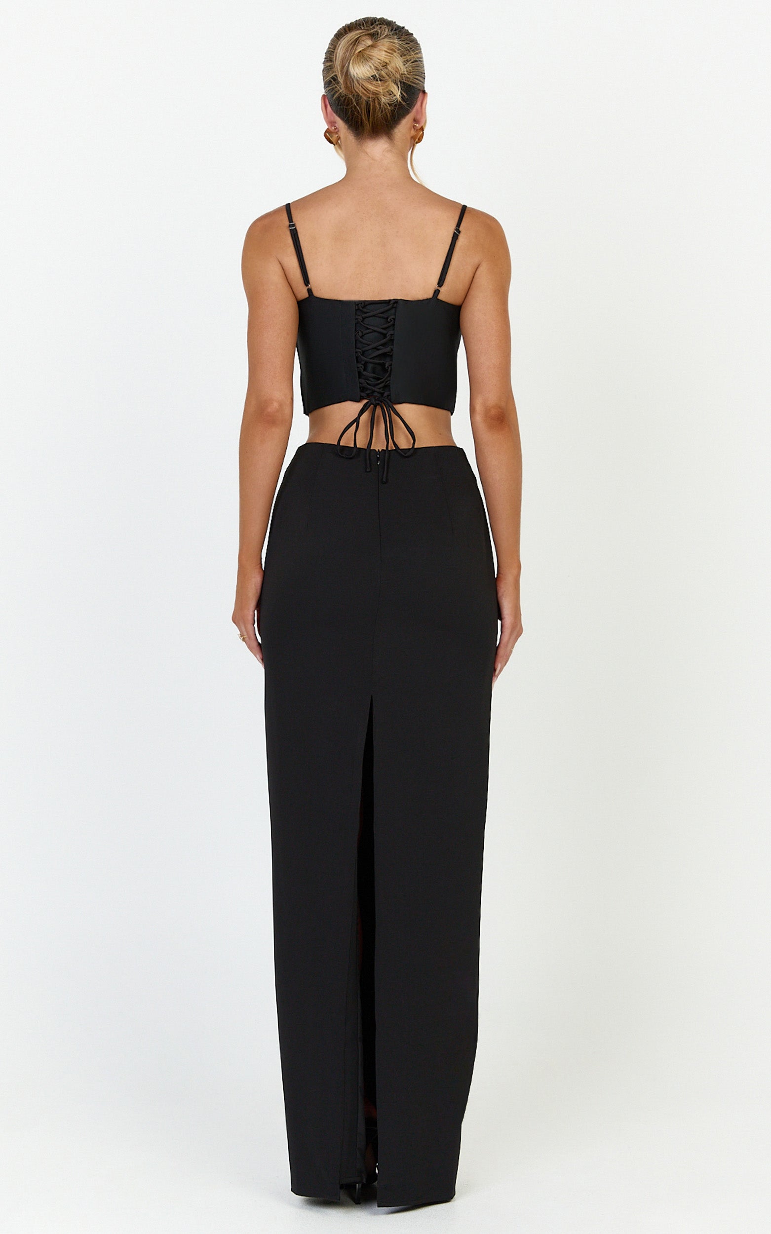 Marais Üst - Siyah Arkası Bağcıklı Korse Üst