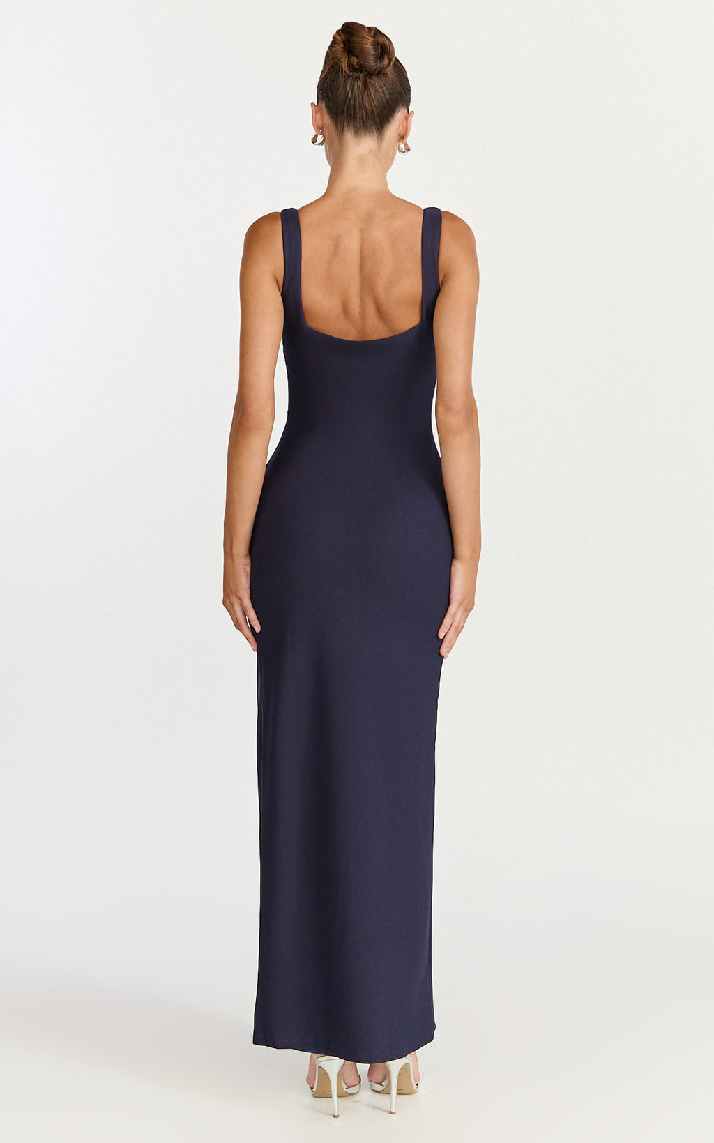 Thelma Maxi Elbise - Lacivert Kare Yaka Bodycon Elbise