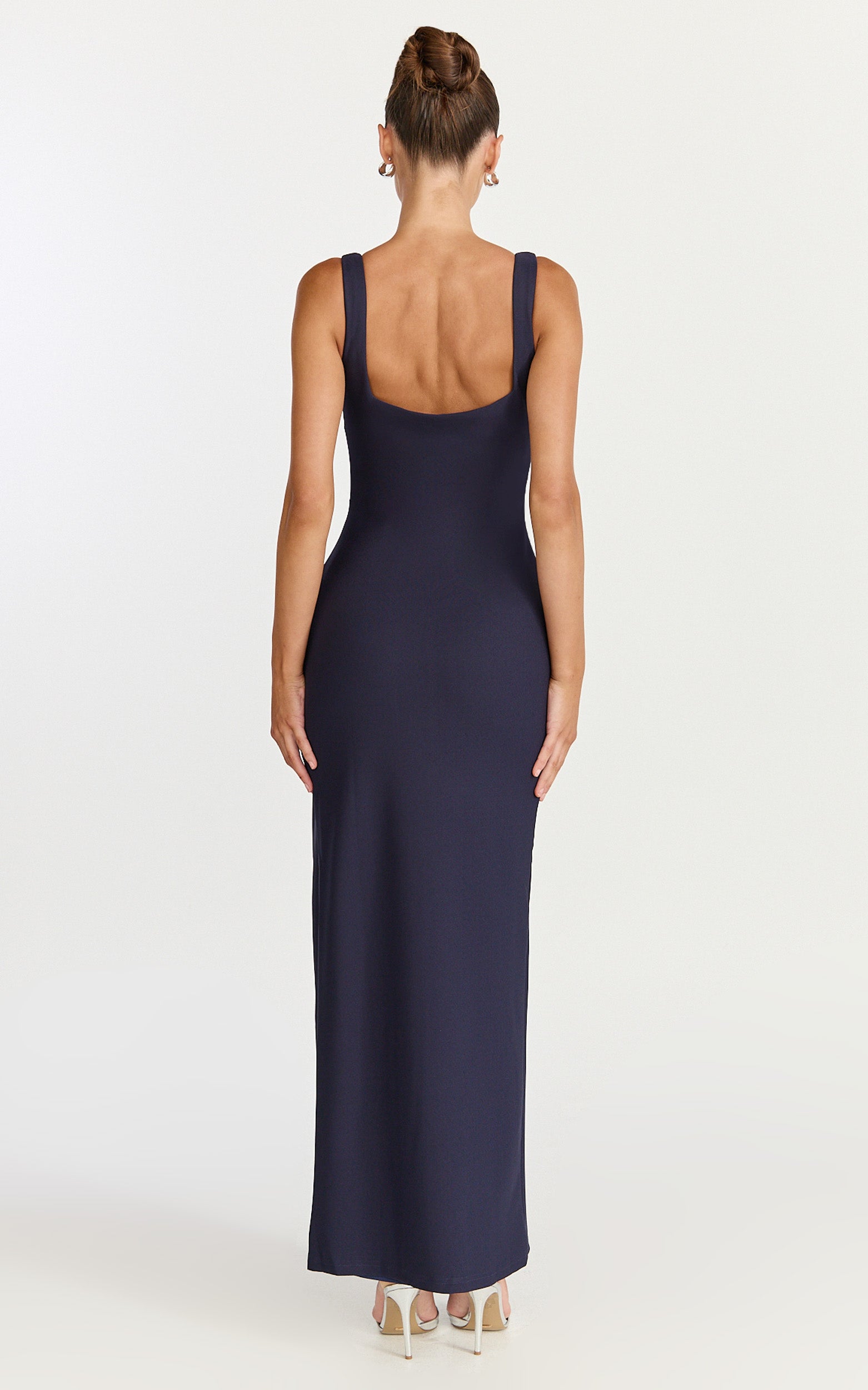 Thelma Maxi Elbise - Lacivert Kare Yaka Bodycon Elbise