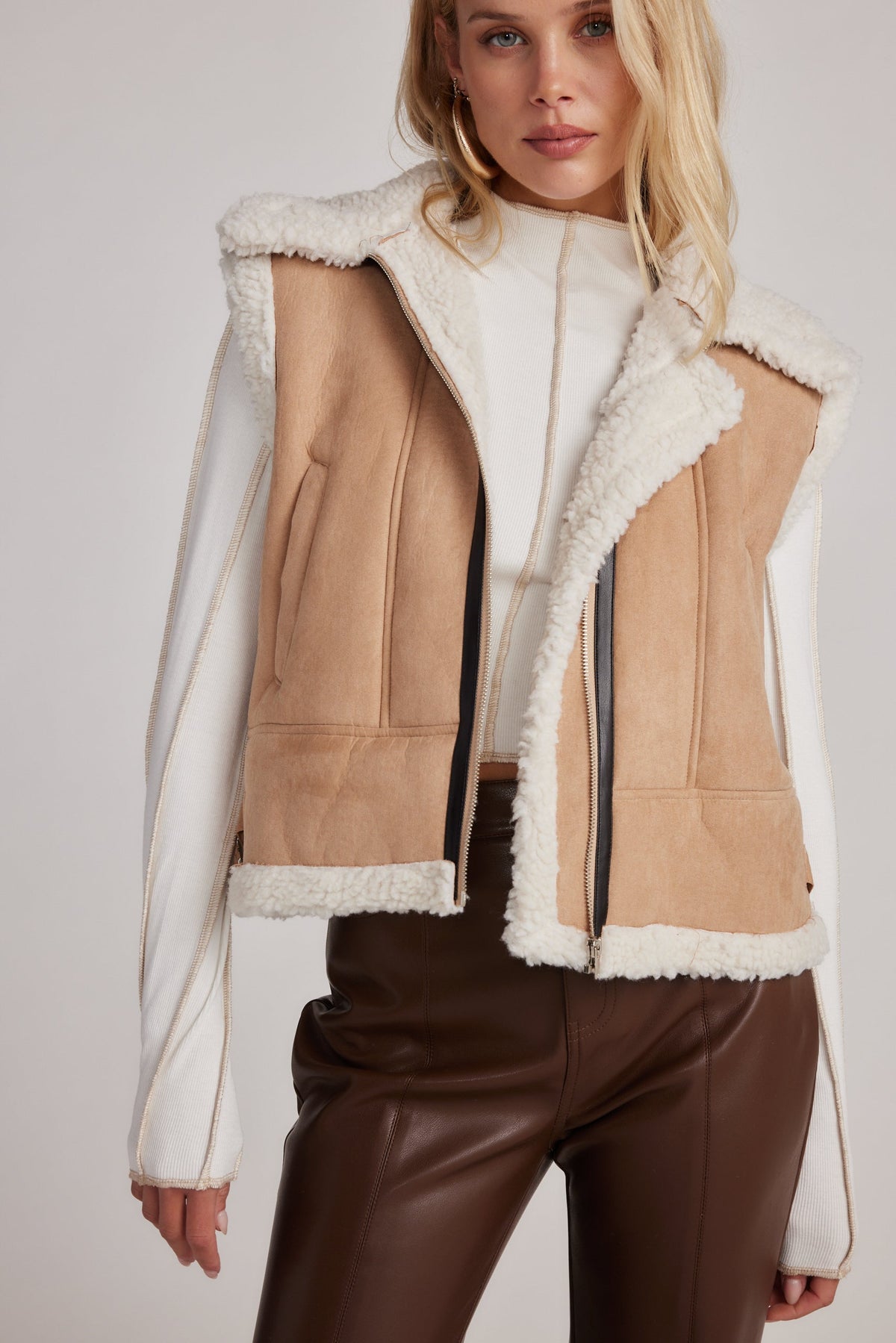 Penny Lane Bej Sherpa Astarlı Yelek
