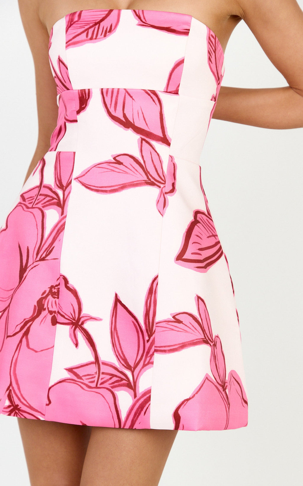 Catharine Mini Elbise - Bouquet Di Fiori Desenli Straplez A Kesim Elbise
