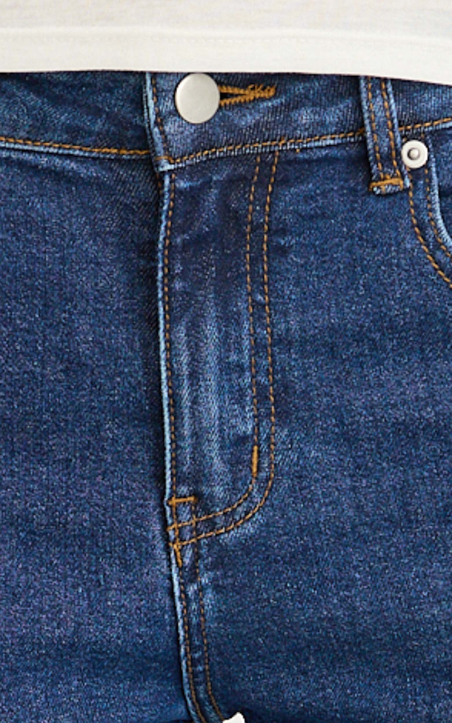 Solenne Jean - Yüksek Bel Dar Kesim Bootcut Paça Jean - Koyu Orta Mavi Yıkama