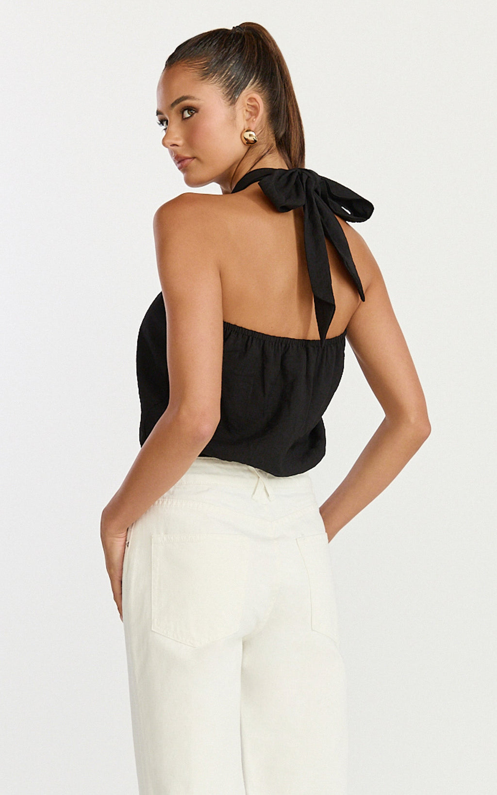 Victoria Bodysuit - Düğüm Bağlamalı Boyundan Bağlamalı Yaka Bodysuit - Siyah