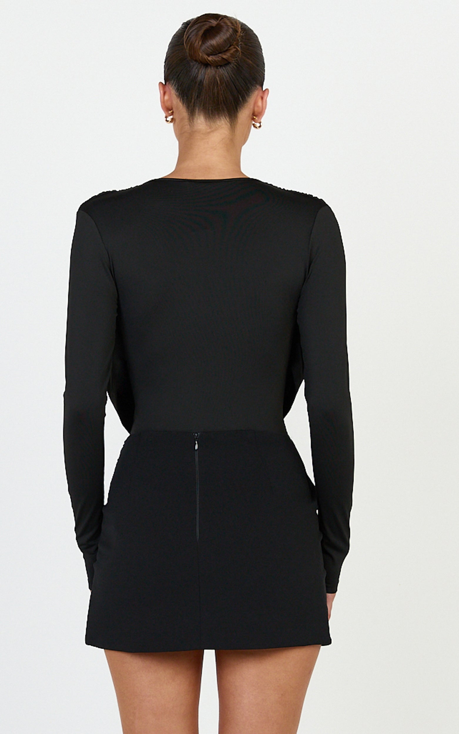 Cosette Bodysuit - Siyah Uzun Kollu Degaje Yaka Bodysuit