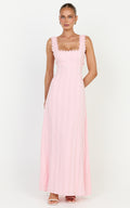 Roxanne Midi Elbise - Pembe Kare Yaka Fit & Flare Elbise