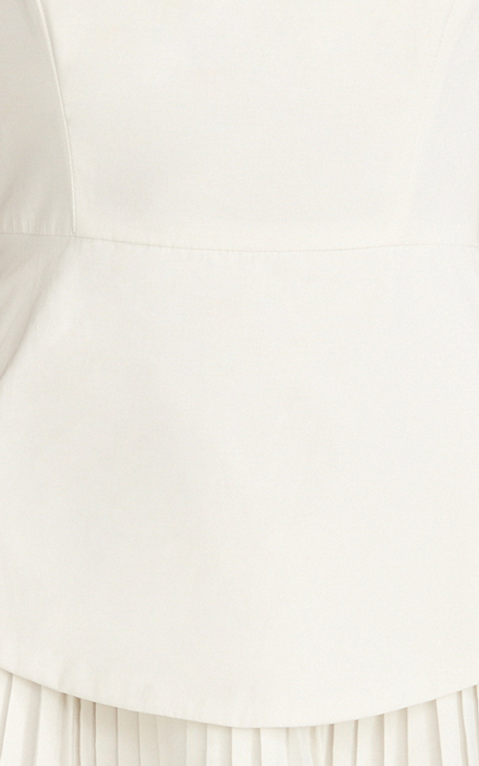 Calla Mini Elbise - Kırık Beyaz Boyundan Bağlamalı Peplum Pileli Etekli Elbise