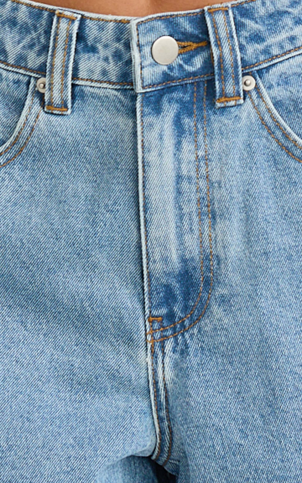 Aria Şort - Yüksek Bel A Kesim Denim Şort - Açık Orta Mavi Yıkama