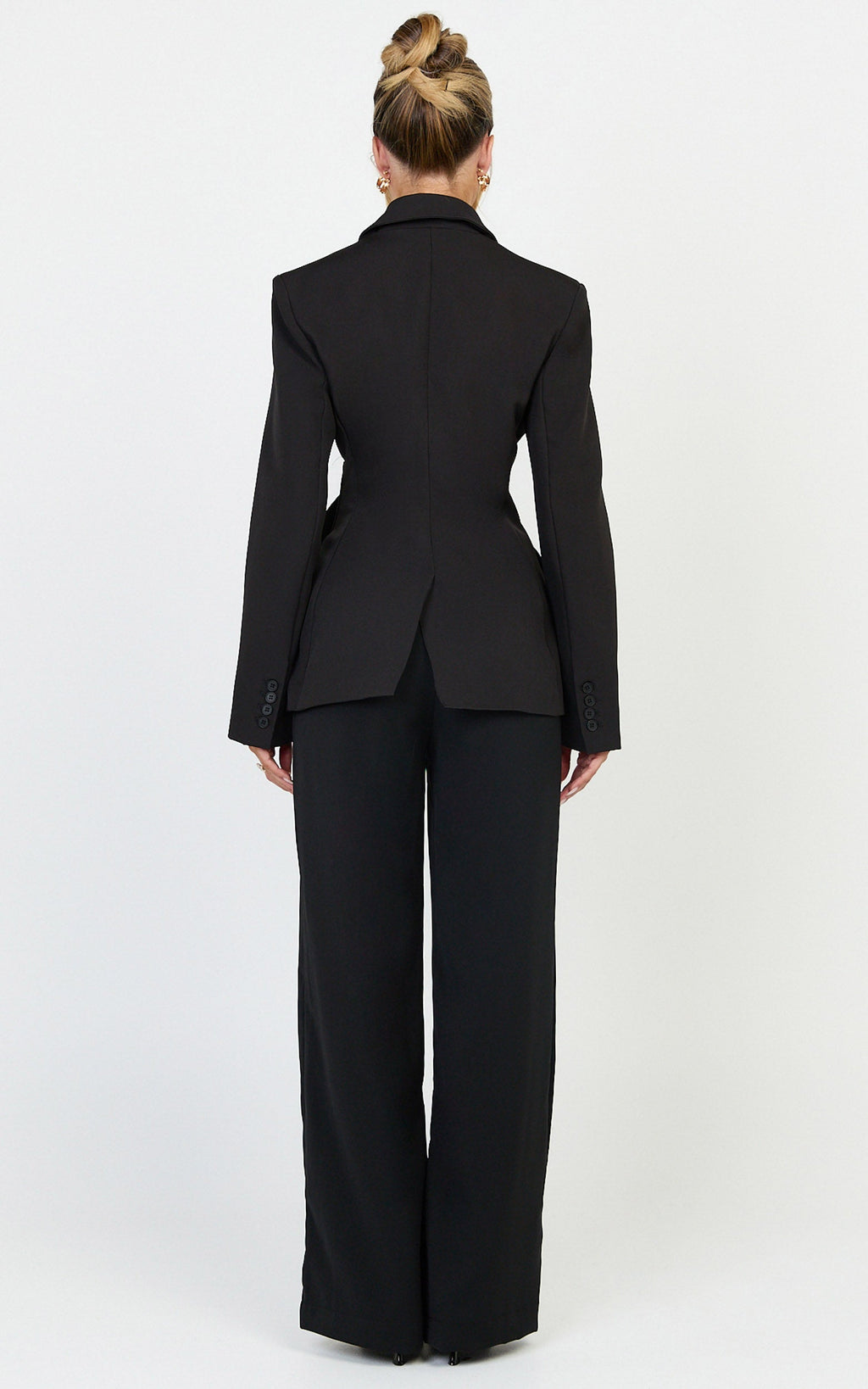 Floriane Blazer - Siyah Anvelop Ön Altın Toka Detaylı Blazer