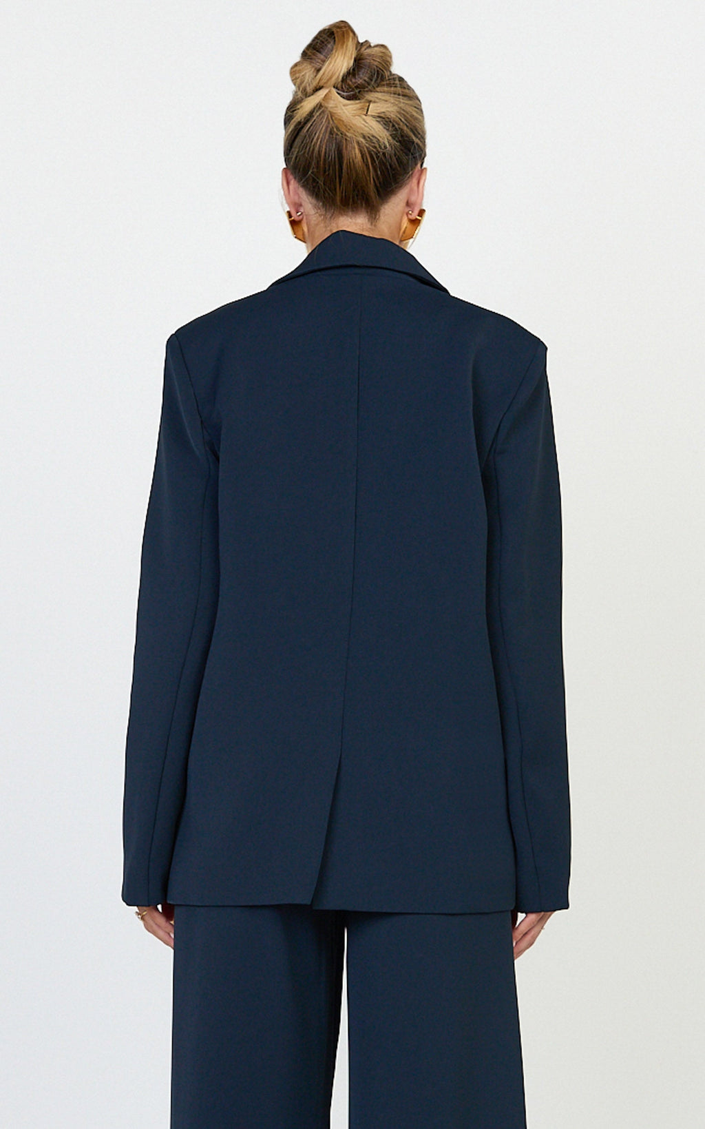 Selena Blazer - Lacivert Oversize Tek Düğmeli Blazer