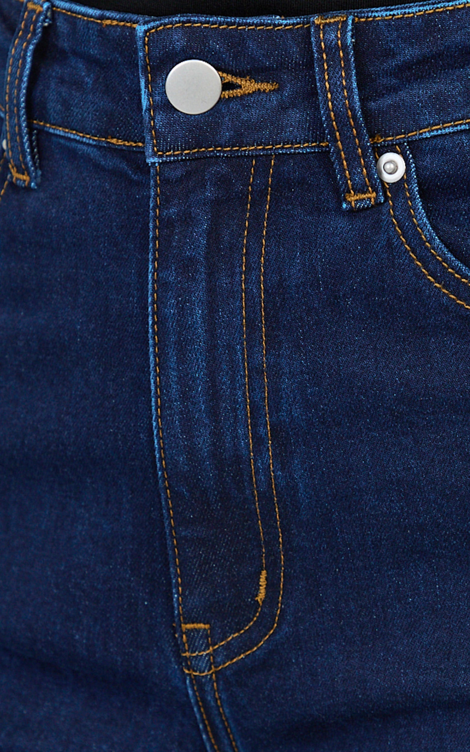 Phoebe Jean - Koyu Mavi Yıkamalı Yüksek Bel Düz Paça Esnek Denim Jean
