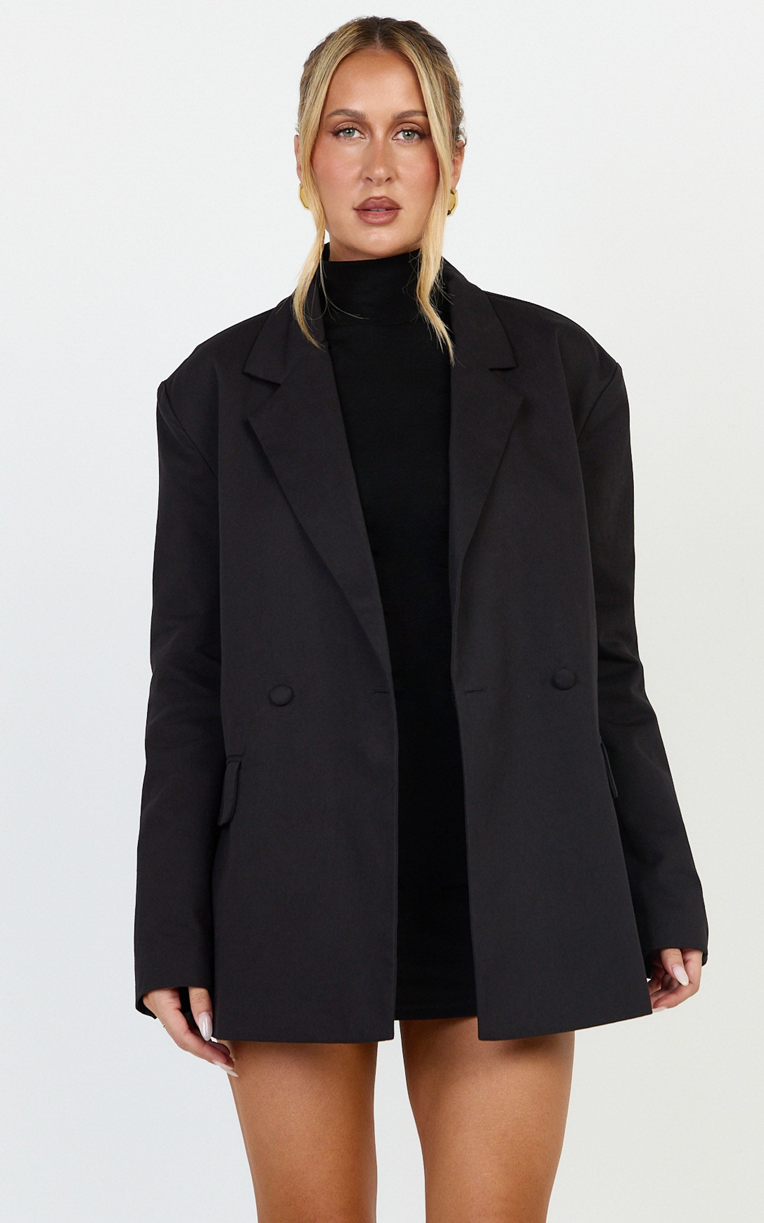 Virginia Ceket - Siyah Oversize Kruvaze Blazer