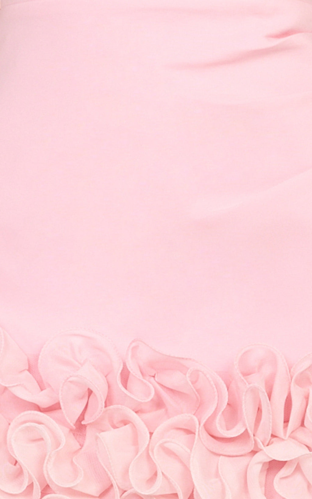 Inaya Mini Elbise - Pembe Straplez Volanlı Etek Uçlu Elbise