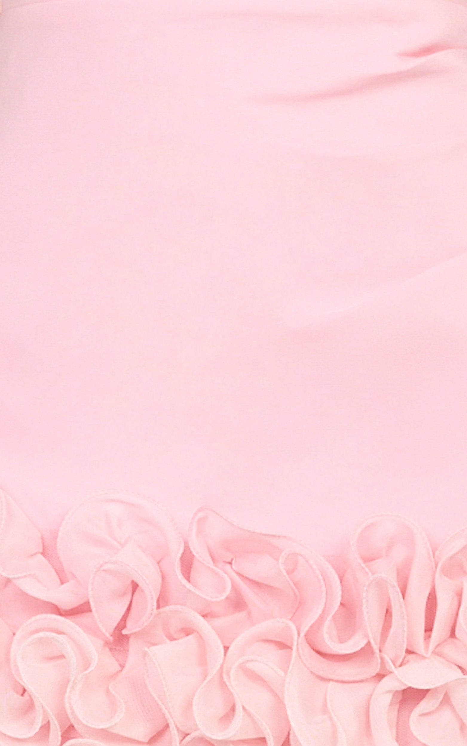 Inaya Mini Elbise - Pembe Straplez Volanlı Etek Uçlu Elbise
