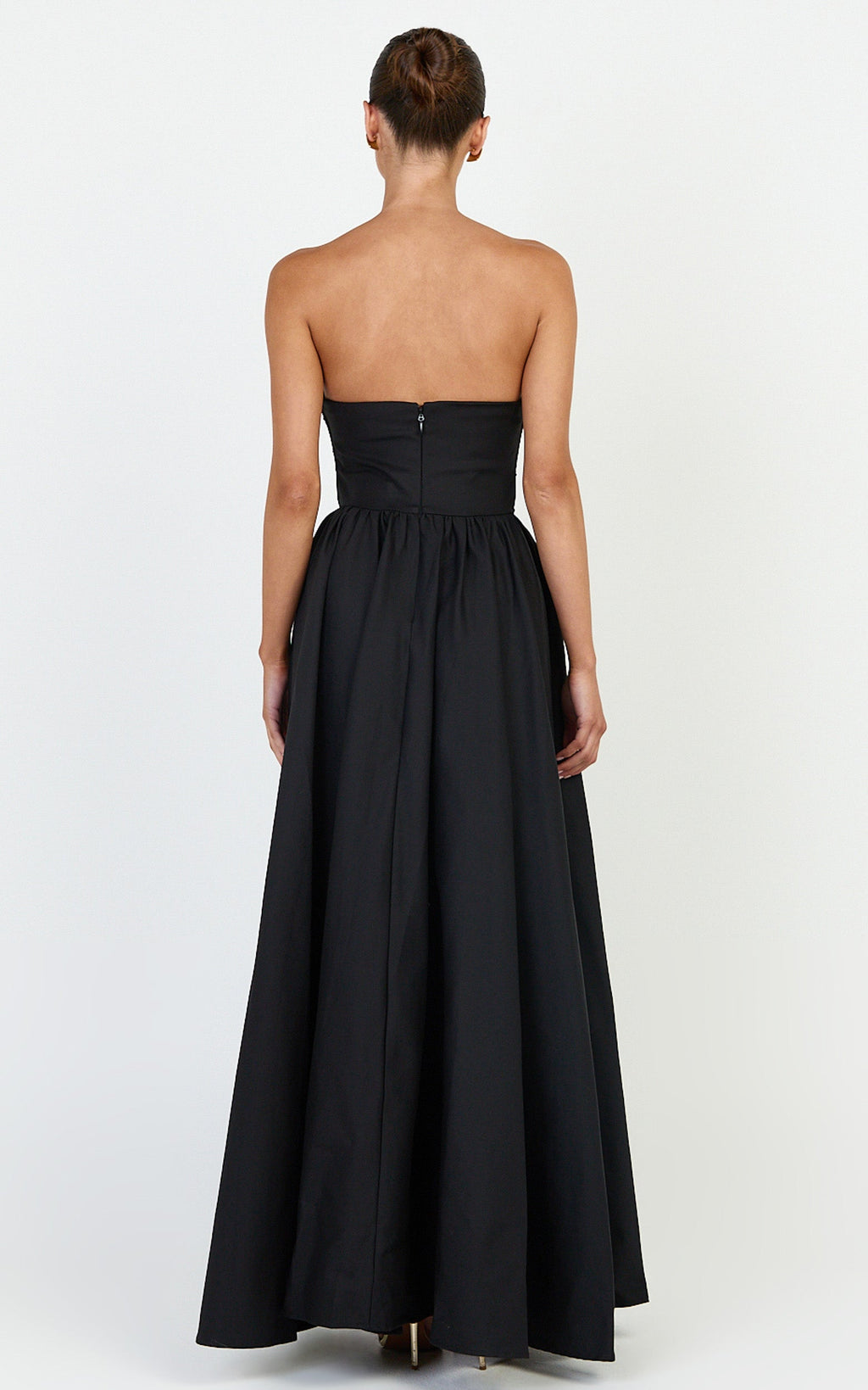 Gia Maxi Elbise - Siyah Büzgülü Büstlü Fit & Flare Elbise