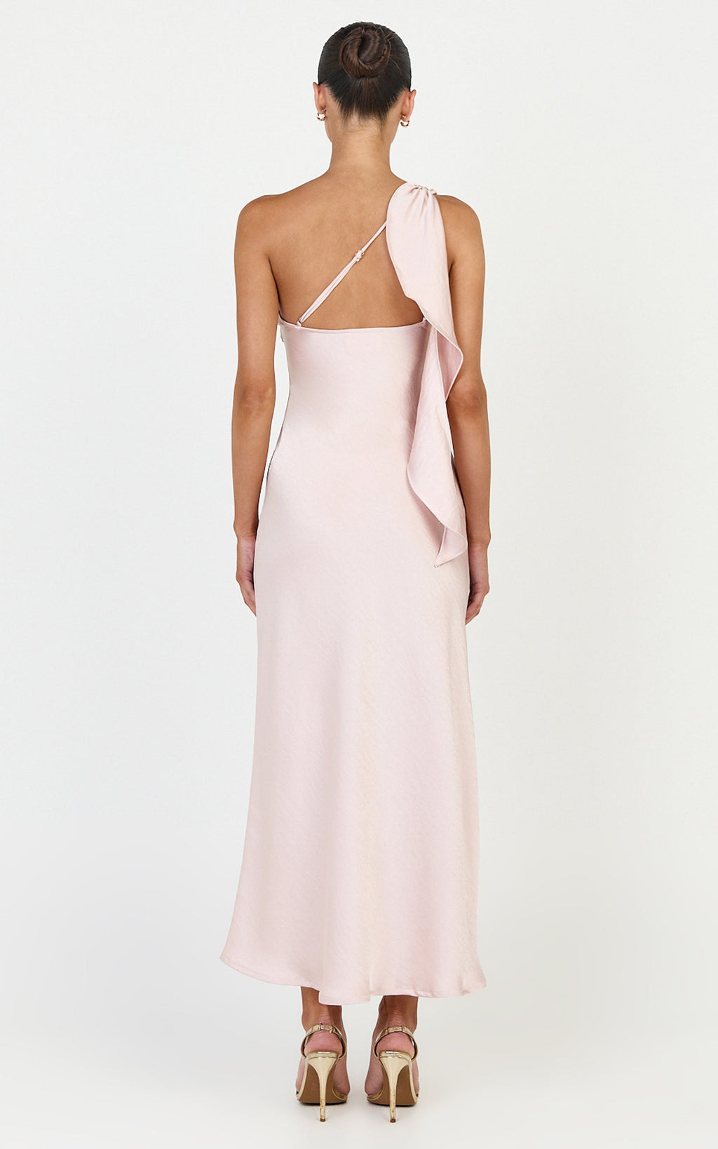 Calix Midi Elbise - Pembe Tek Omuz Slip Elbise