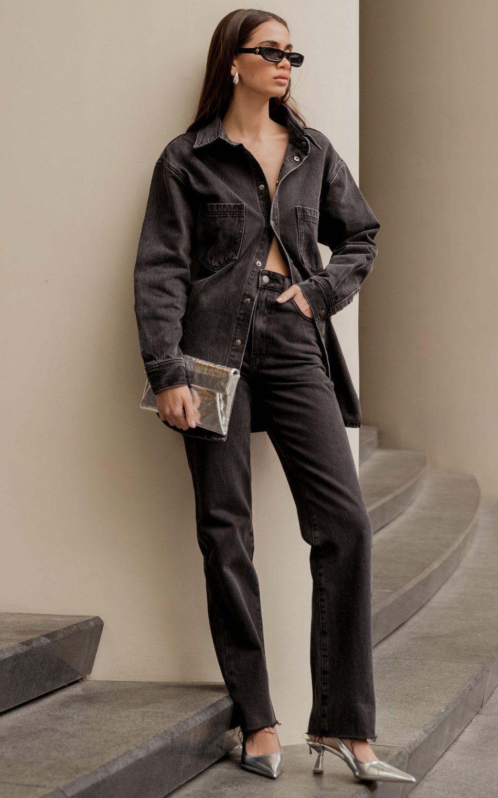 Dexter Jean - Yıkanmış Siyah Yüksek Bel Düz Paça Denim Jean