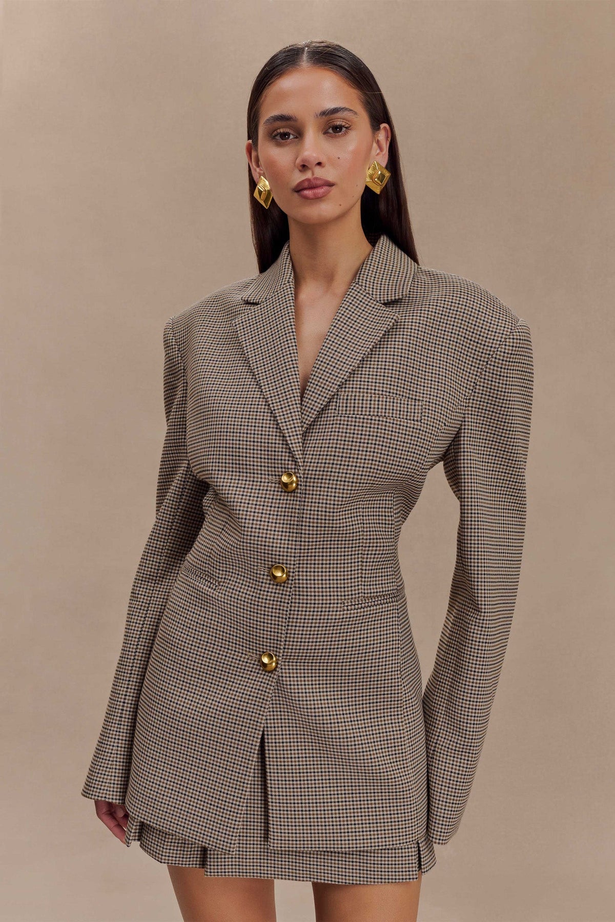 Mila Şeklinde Blazer - Bronz Kareli