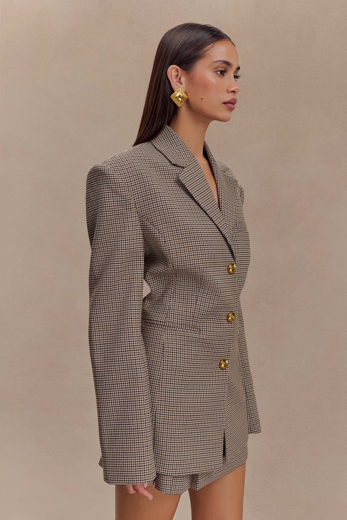 Mila Şeklinde Blazer - Bronz Kareli