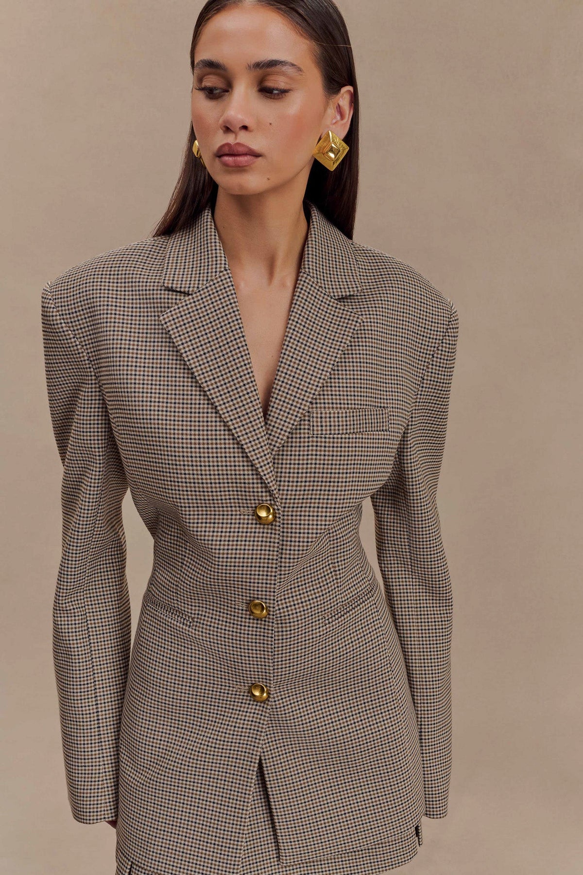 Mila Şeklinde Blazer - Bronz Kareli