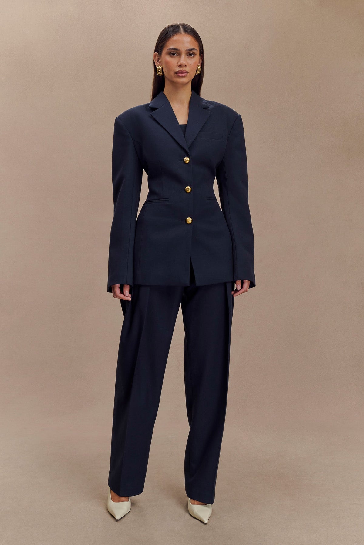 Bellamy Büzgülü Blazer - Koyu Lacivert
