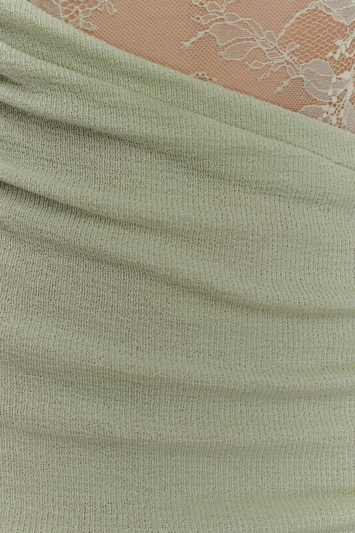 Luxie Dantel Örgü Mini Elbise - Pastel Yeşil