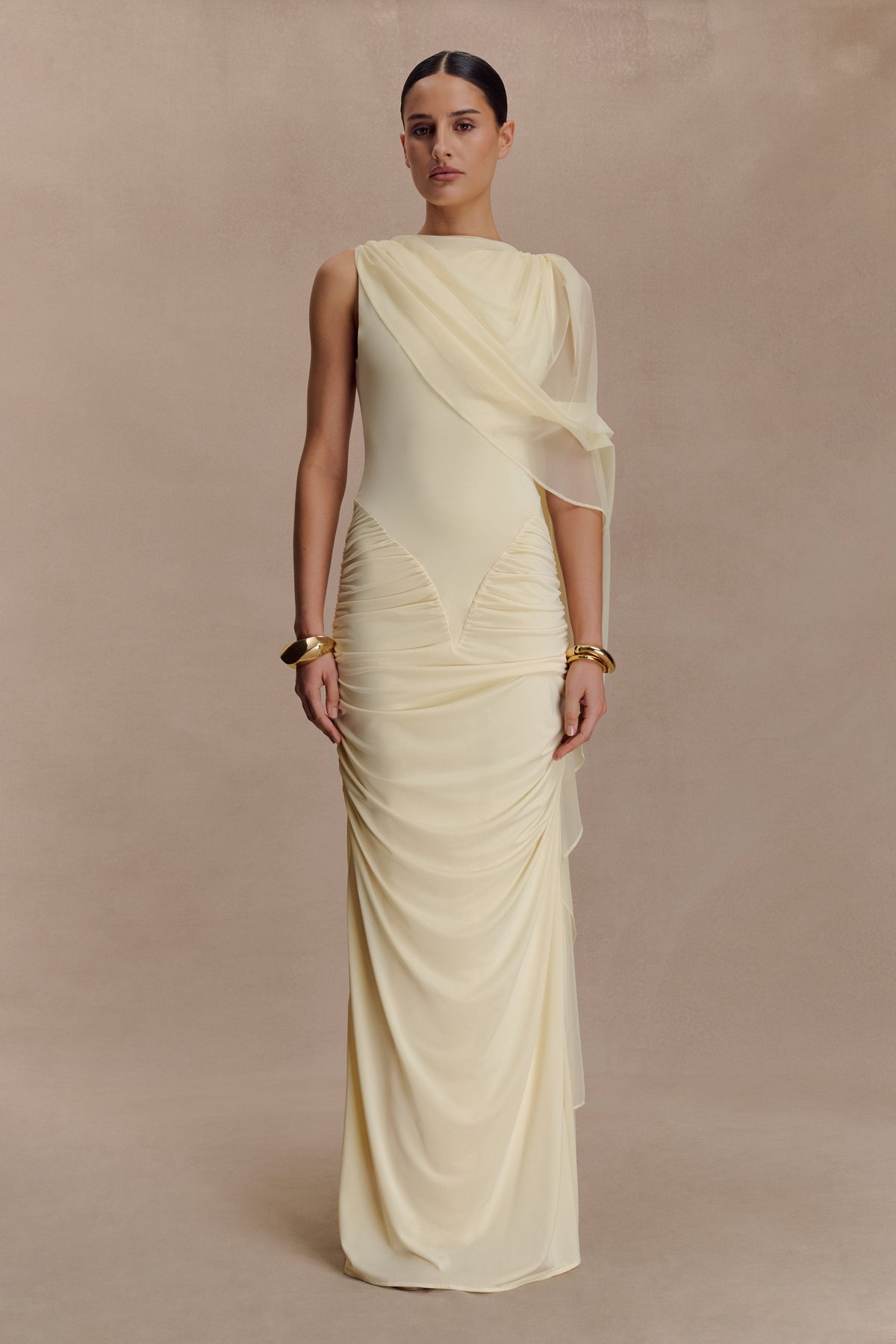 Amandine Dantelli Dar Kesim Maxi Elbise - Limon