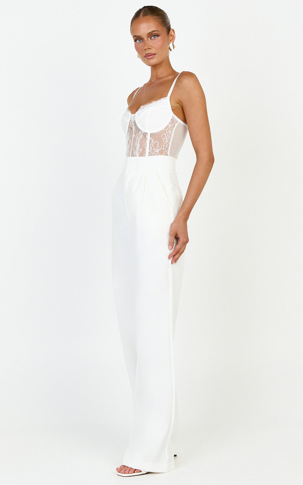 Iris Bodysuit - Krem Korse Dantel Bodysuit