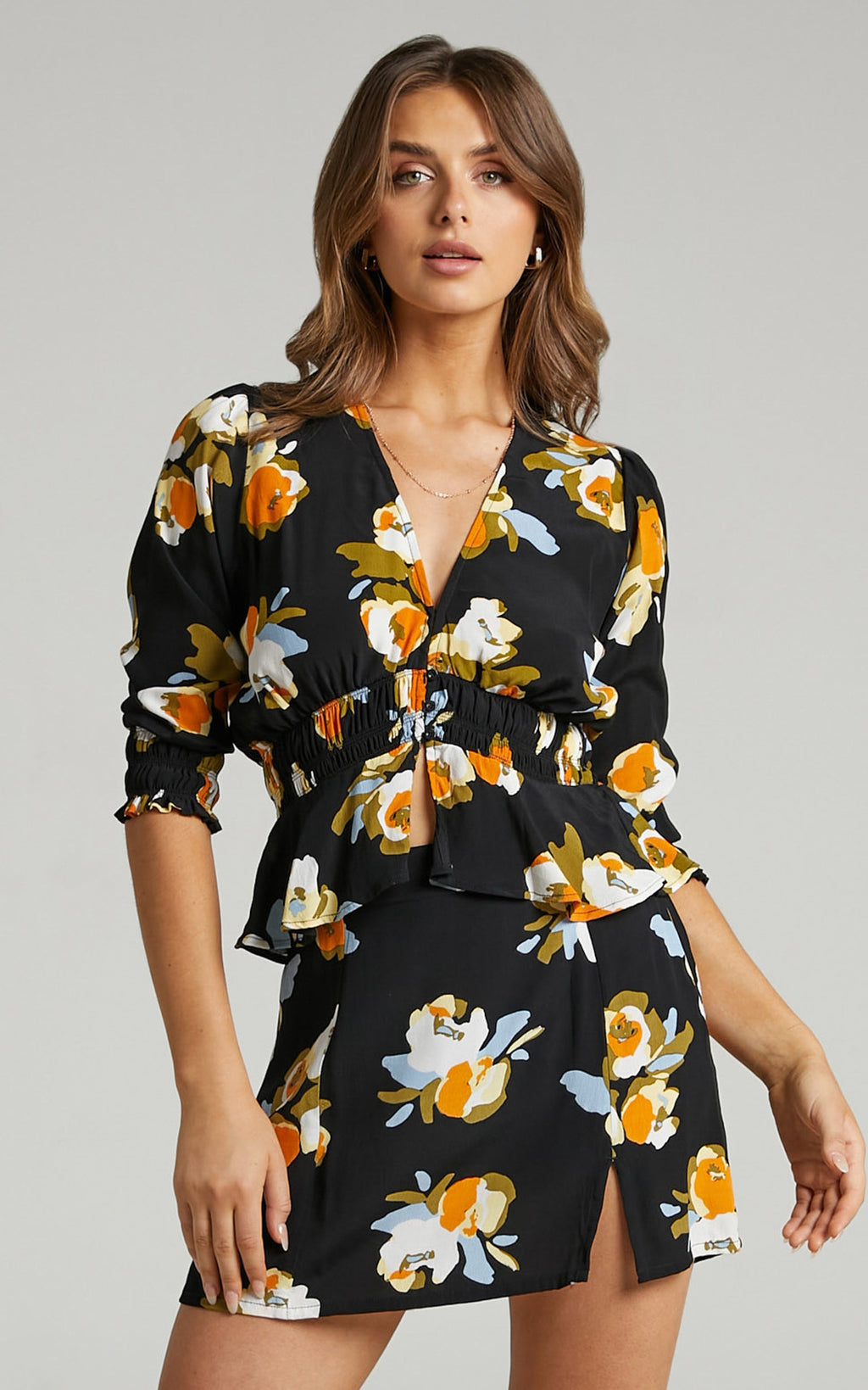 Rue Stiic - Patti Mini Etek - Marigold Çiçek Desenli