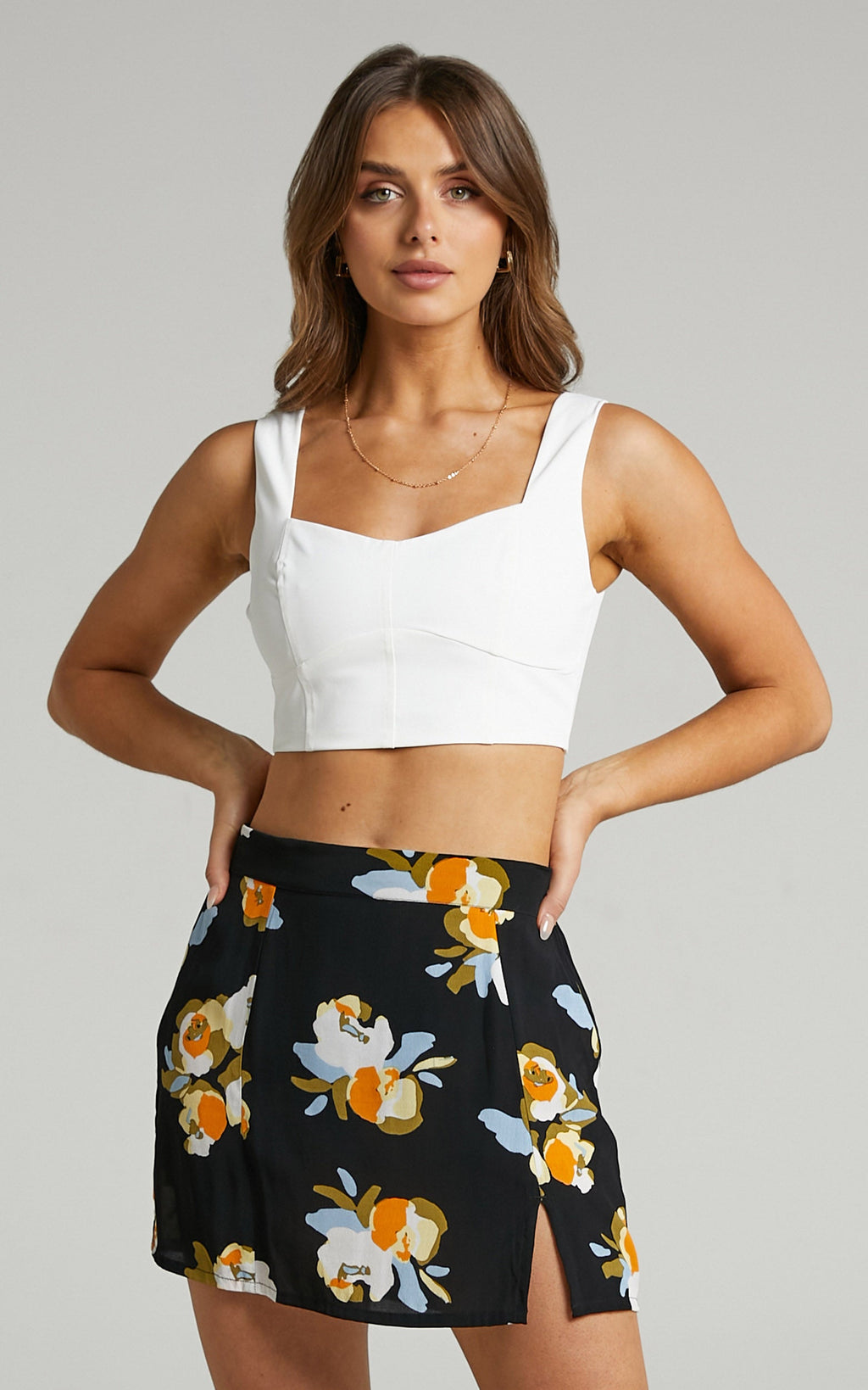 Rue Stiic - Patti Mini Etek - Marigold Çiçek Desenli