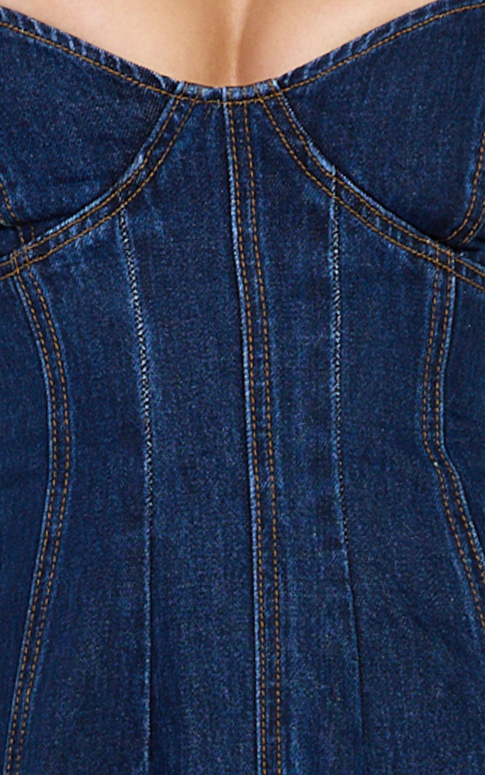 Prisha Midi Elbise - İndigo Yıkamalı Geri Dönüştürülmüş Denim Fit & Flare Elbise