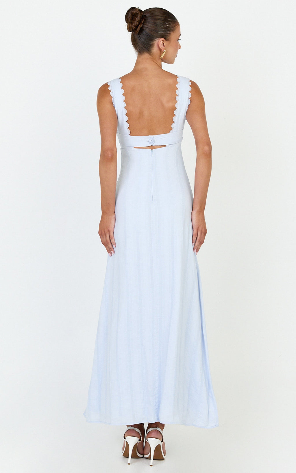 Roxanne Midi Elbise - Açık Mavi Kare Yaka Fit & Flare Elbise