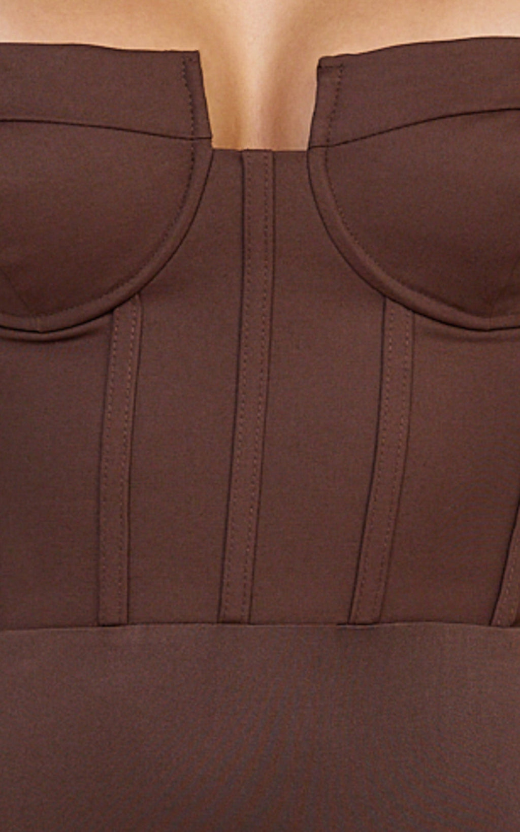 Brigitte Bodysuit - Çikolata Kalp Yaka Panelli Bodysuit