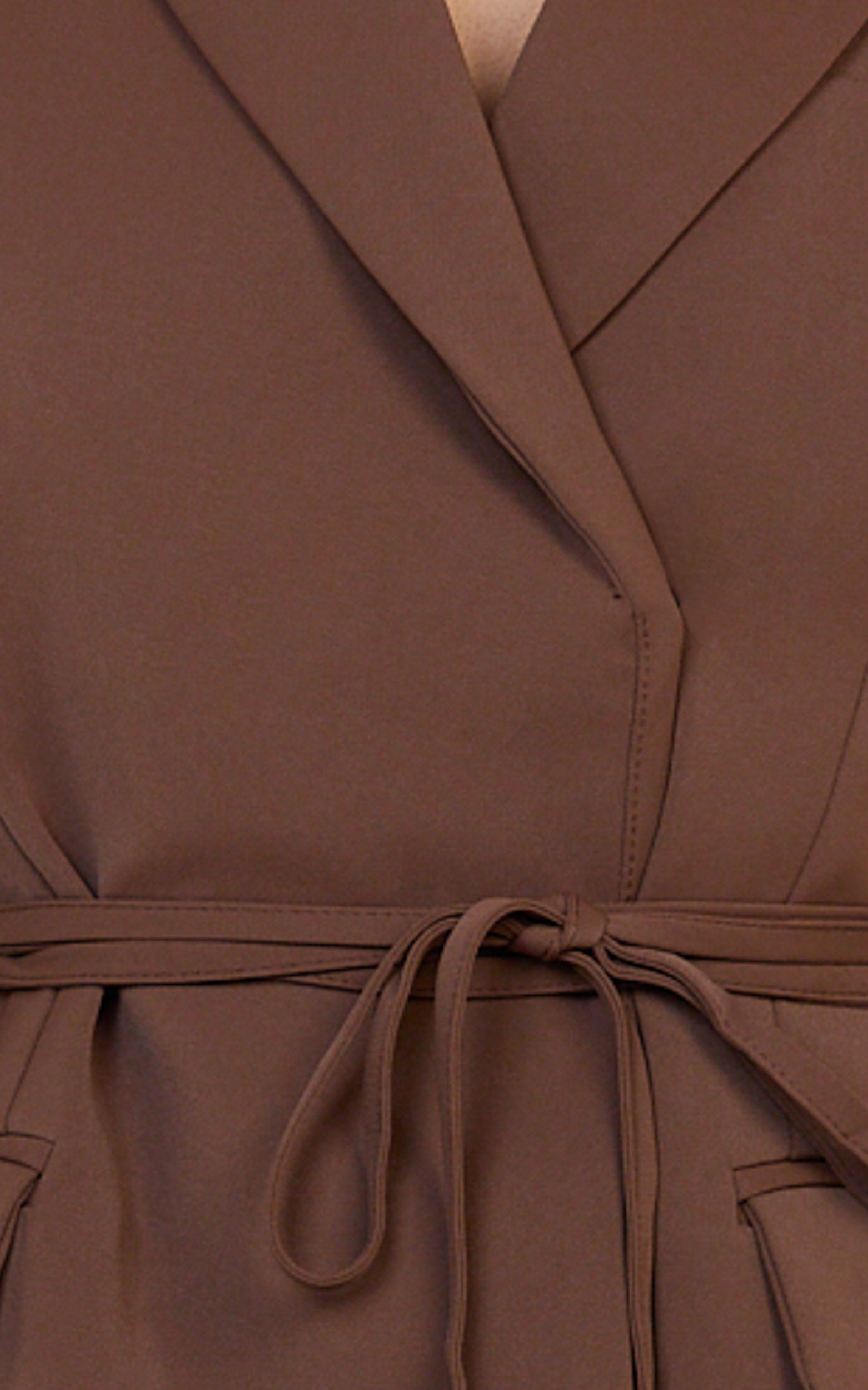 Harlee Mini Elbise - Mocha Kemerli Beli Oturan Blazer Elbise