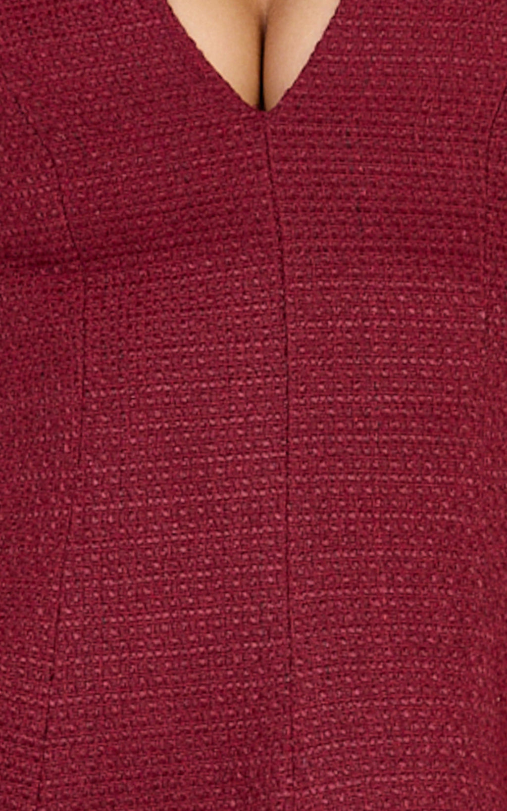 Nelson Mini Elbise - Bordo Derin Yakalı Buklet Fit & Flare Elbise
