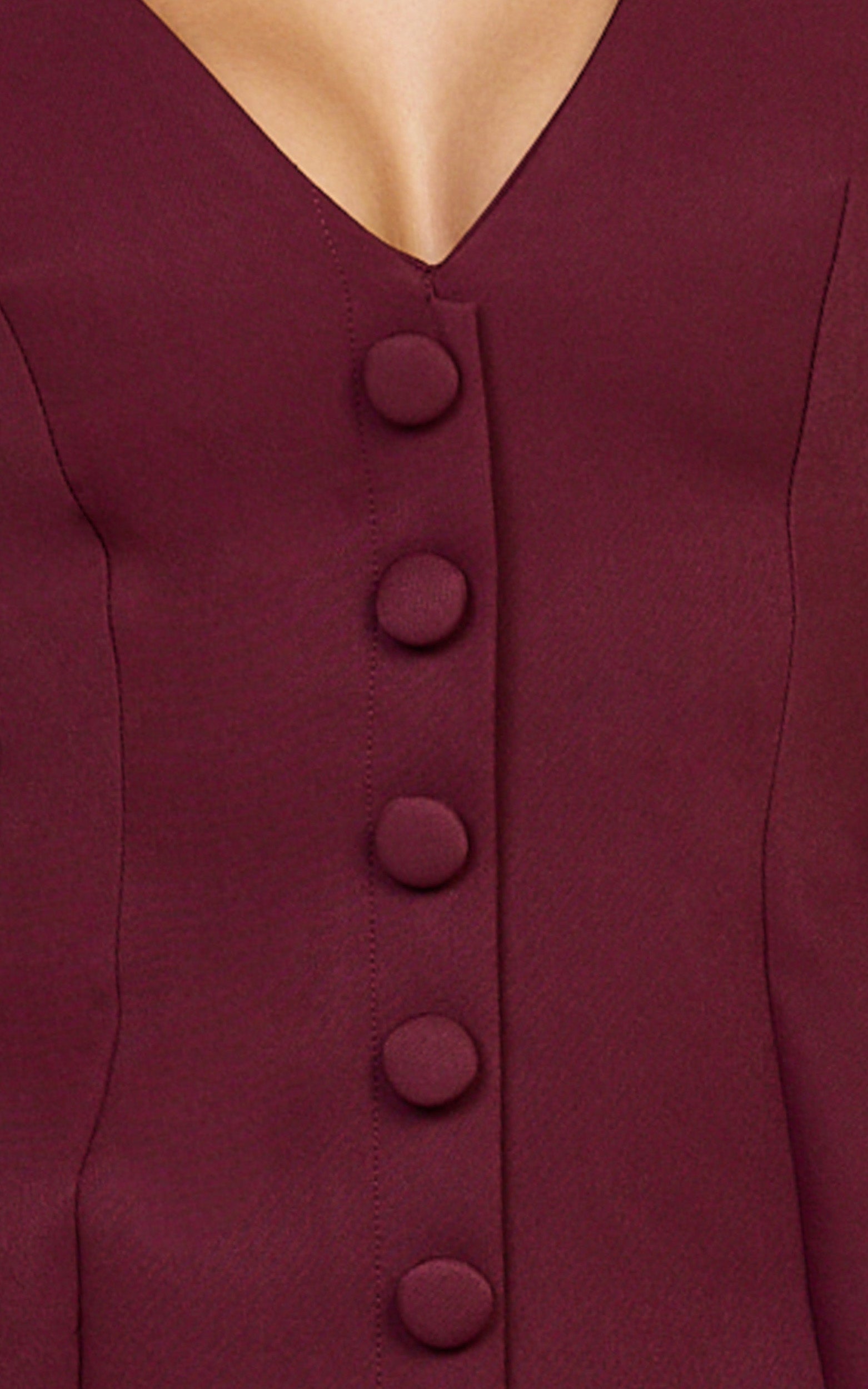 Lavender Mini Elbise - Bordo Geniş Yaka Düğmeli Blazer Elbise