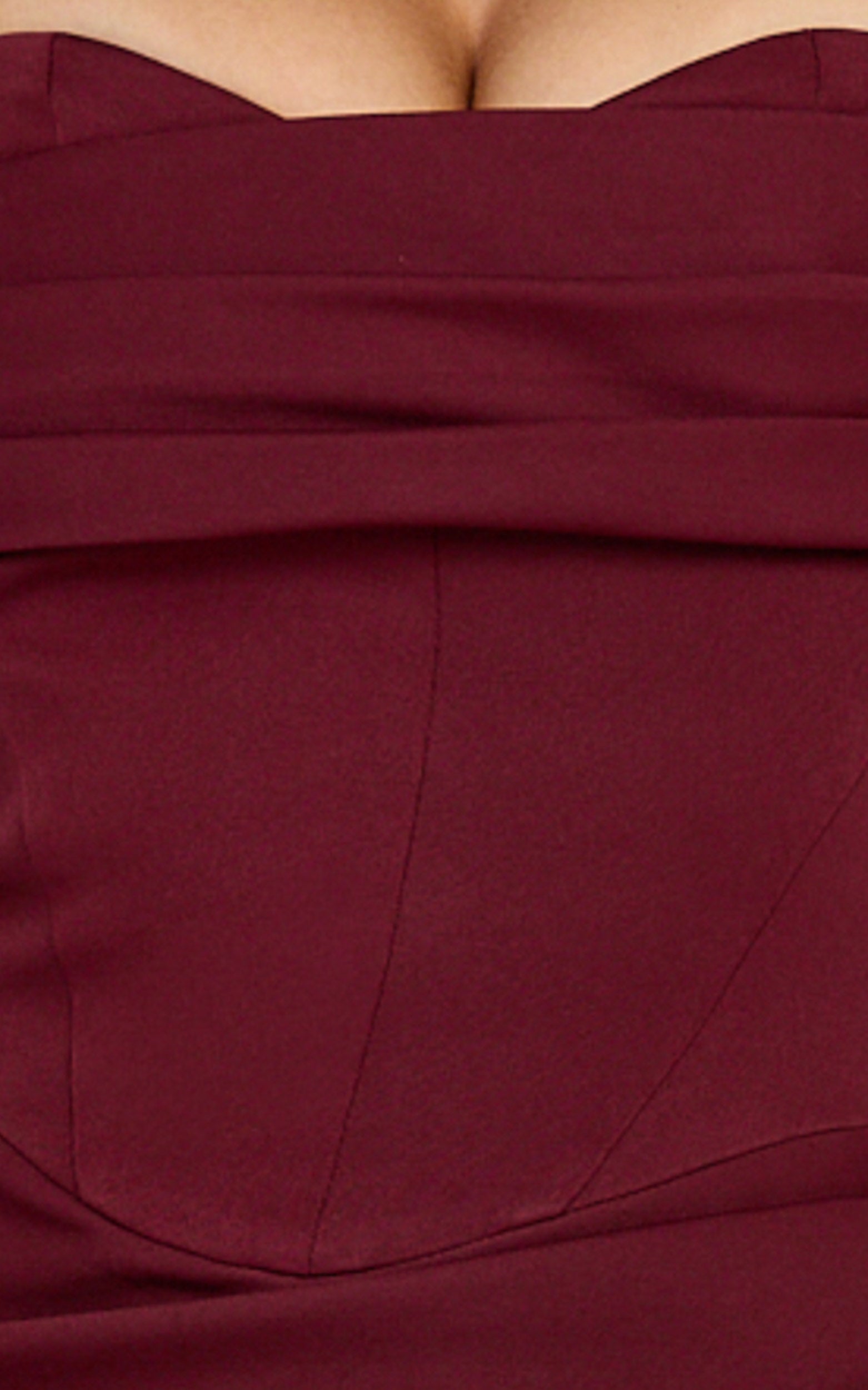 Zinnia Maxi Elbise - Bordo Büzgülü Büstlü Yan Yırtmaçlı Elbise