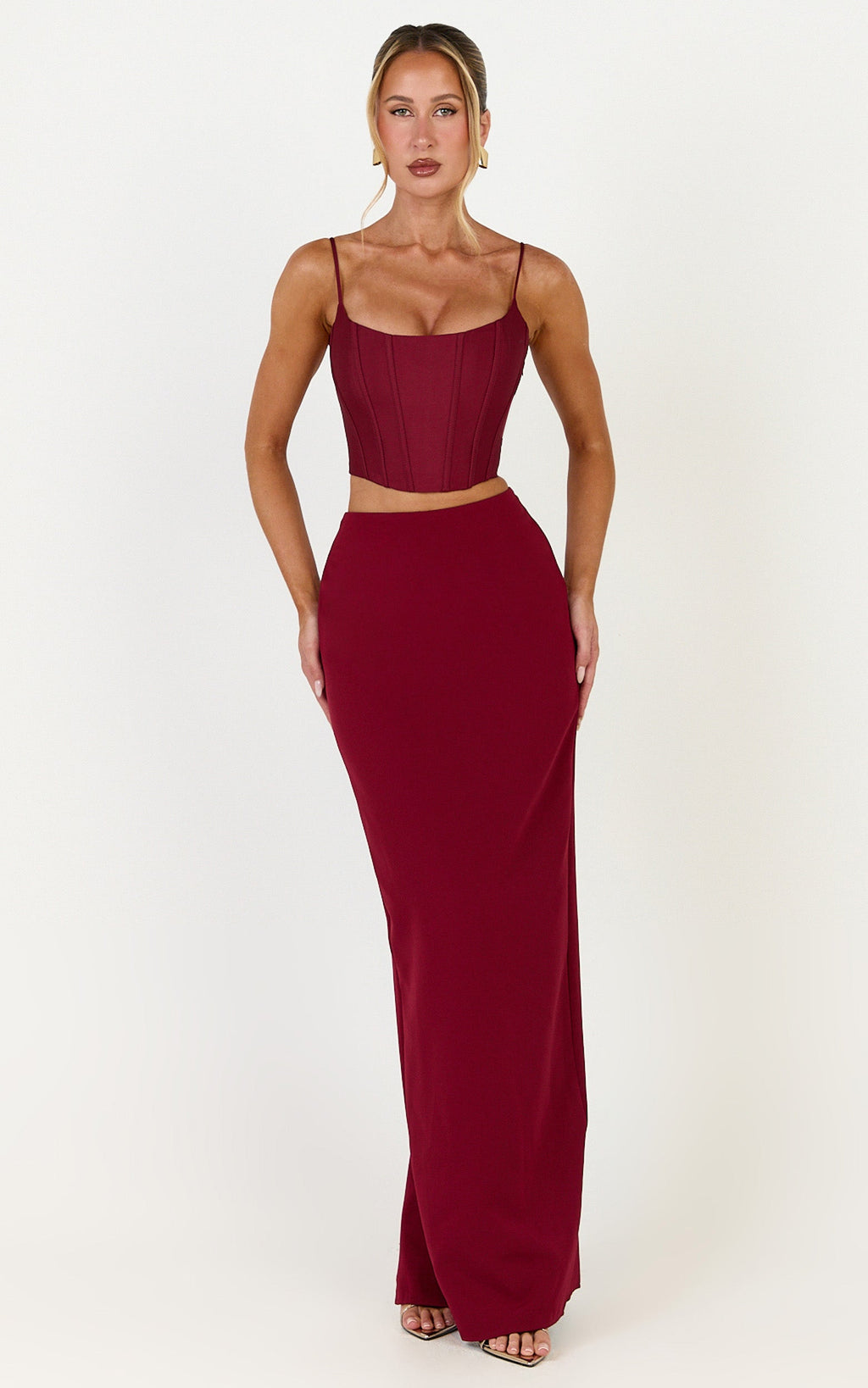 Marais Maxi Etek - Bordo Sütun Kesim Etek