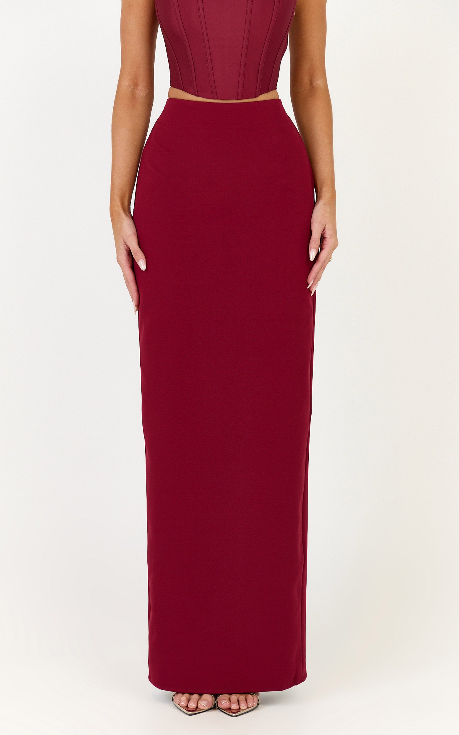 Marais Maxi Etek - Bordo Sütun Kesim Etek