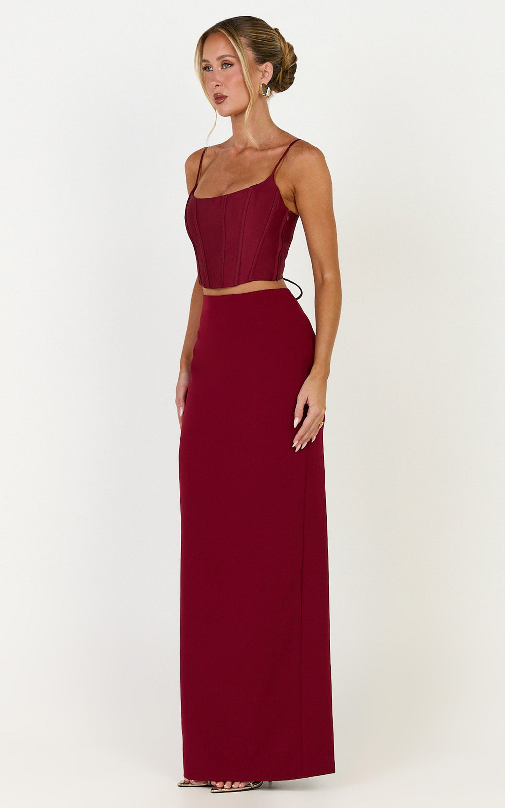 Marais Maxi Etek - Bordo Sütun Kesim Etek
