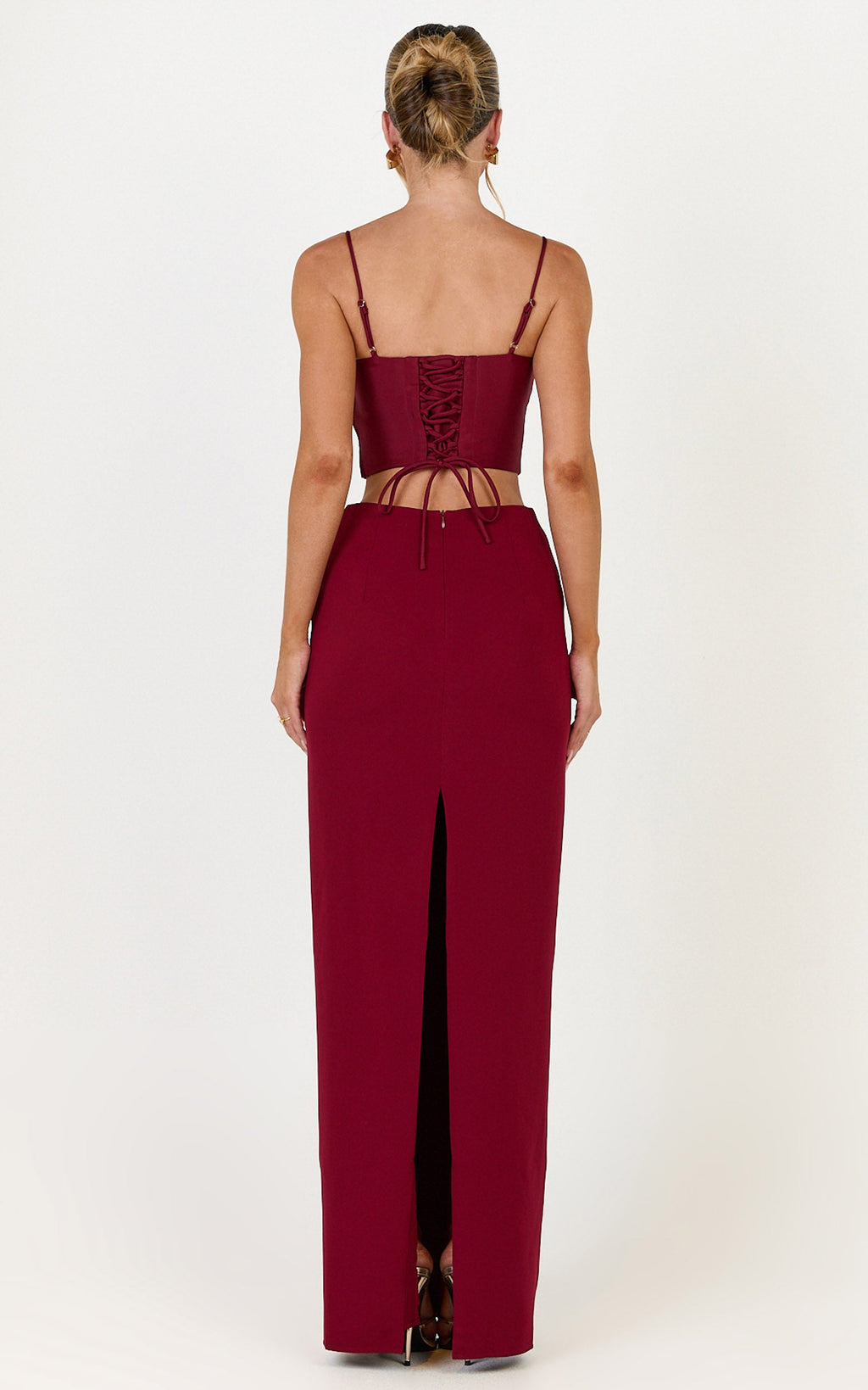 Marais Maxi Etek - Bordo Sütun Kesim Etek