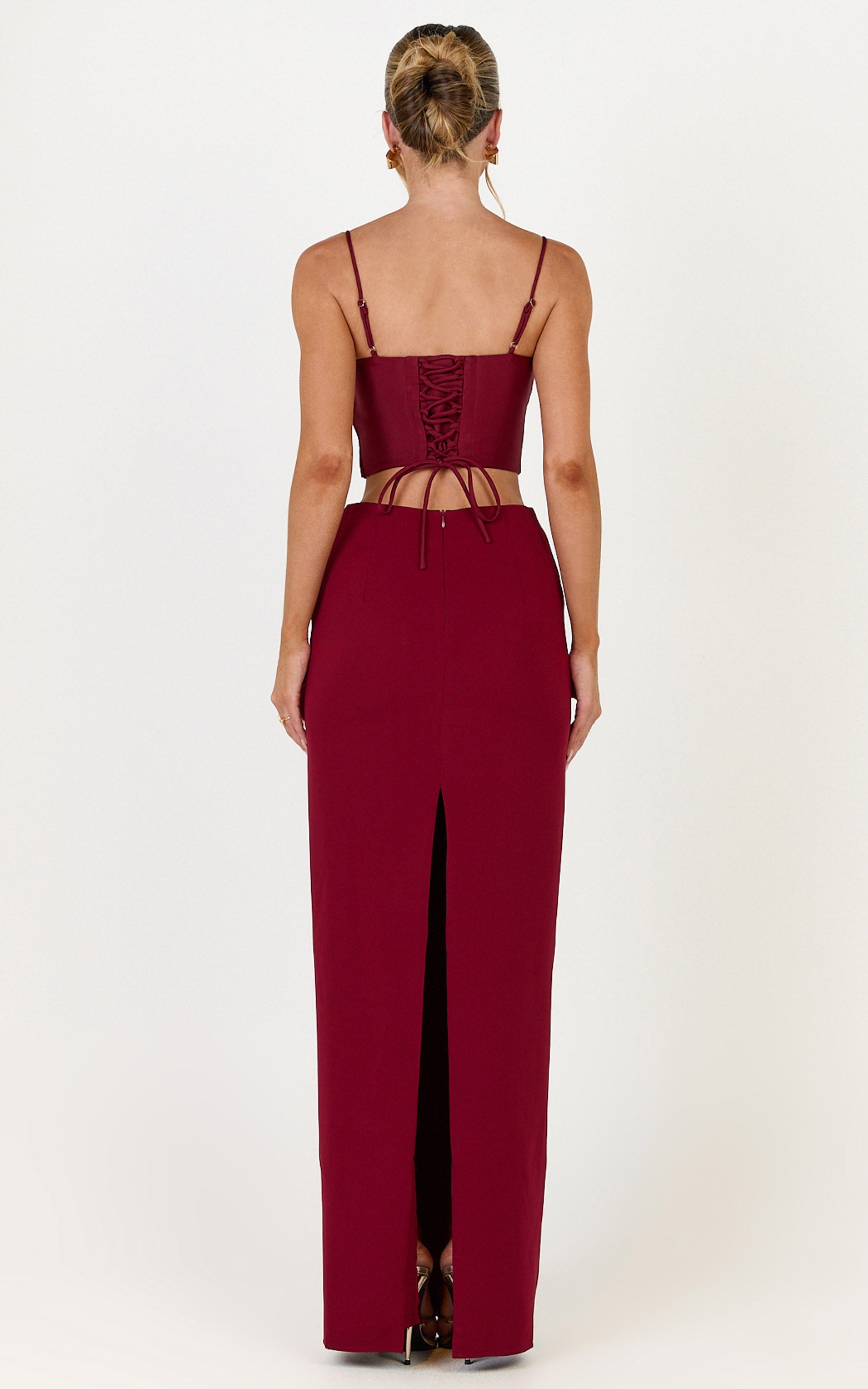 Marais Maxi Etek - Bordo Sütun Kesim Etek