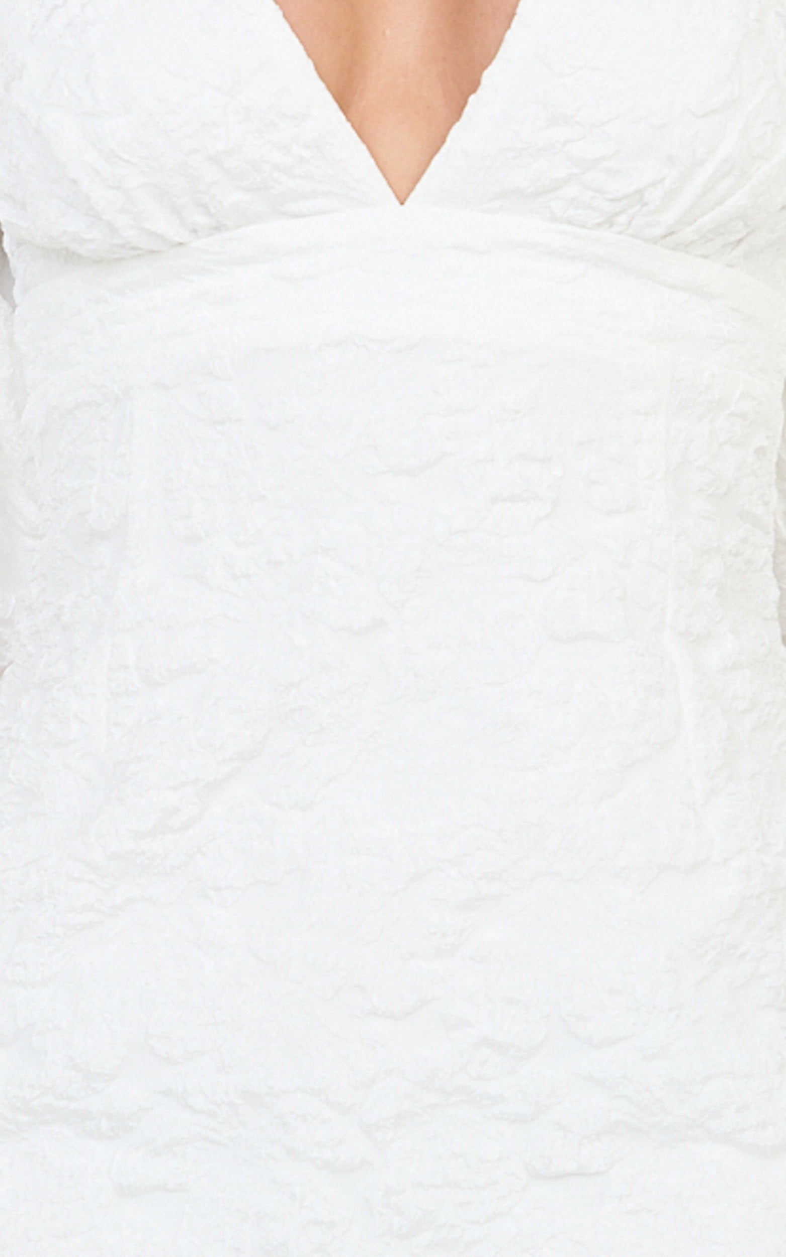 Miley Mini Elbise - Beyaz V Yaka Bodycon Elbise