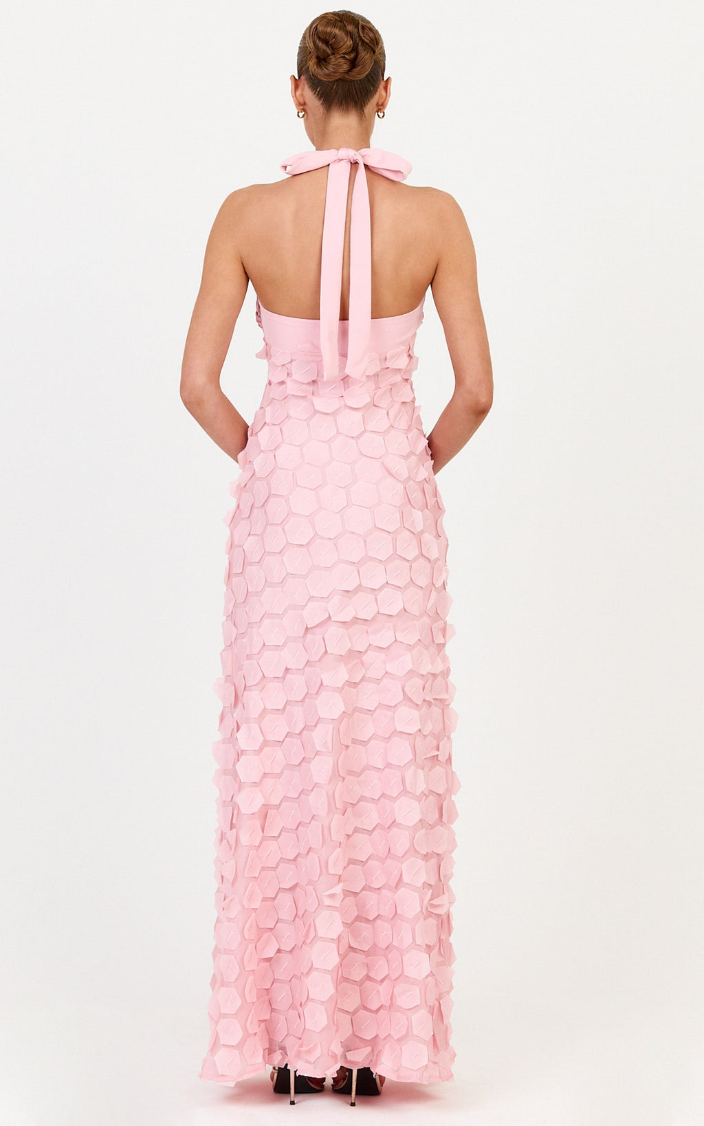 Sloane Maxi Elbise - Pembe Kalp Yaka Boyundan Bağlamalı Elbise
